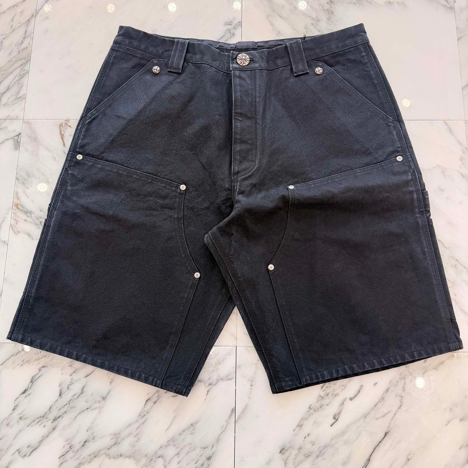 CHROME HEARTS Carpenter Cemetery Cross Patch Denim Shorts Size 36