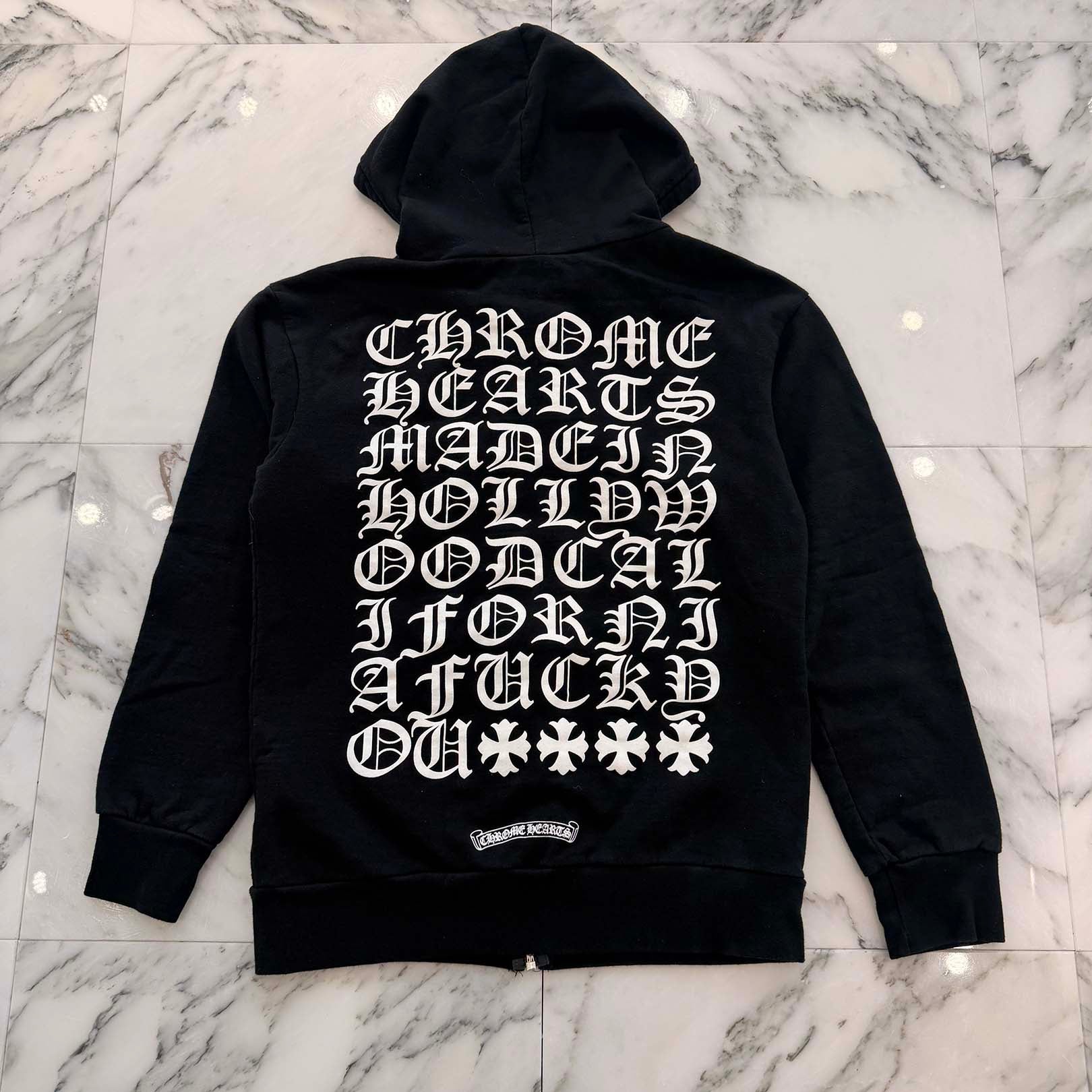 CHROME HEARTS OLD Made In Hollywood Vertical Logo Zip Up Hoodie Size S クロムハーツ オールド メイドインハリウッド ヴァーティカルロゴ ジップアップフーディ サイズS