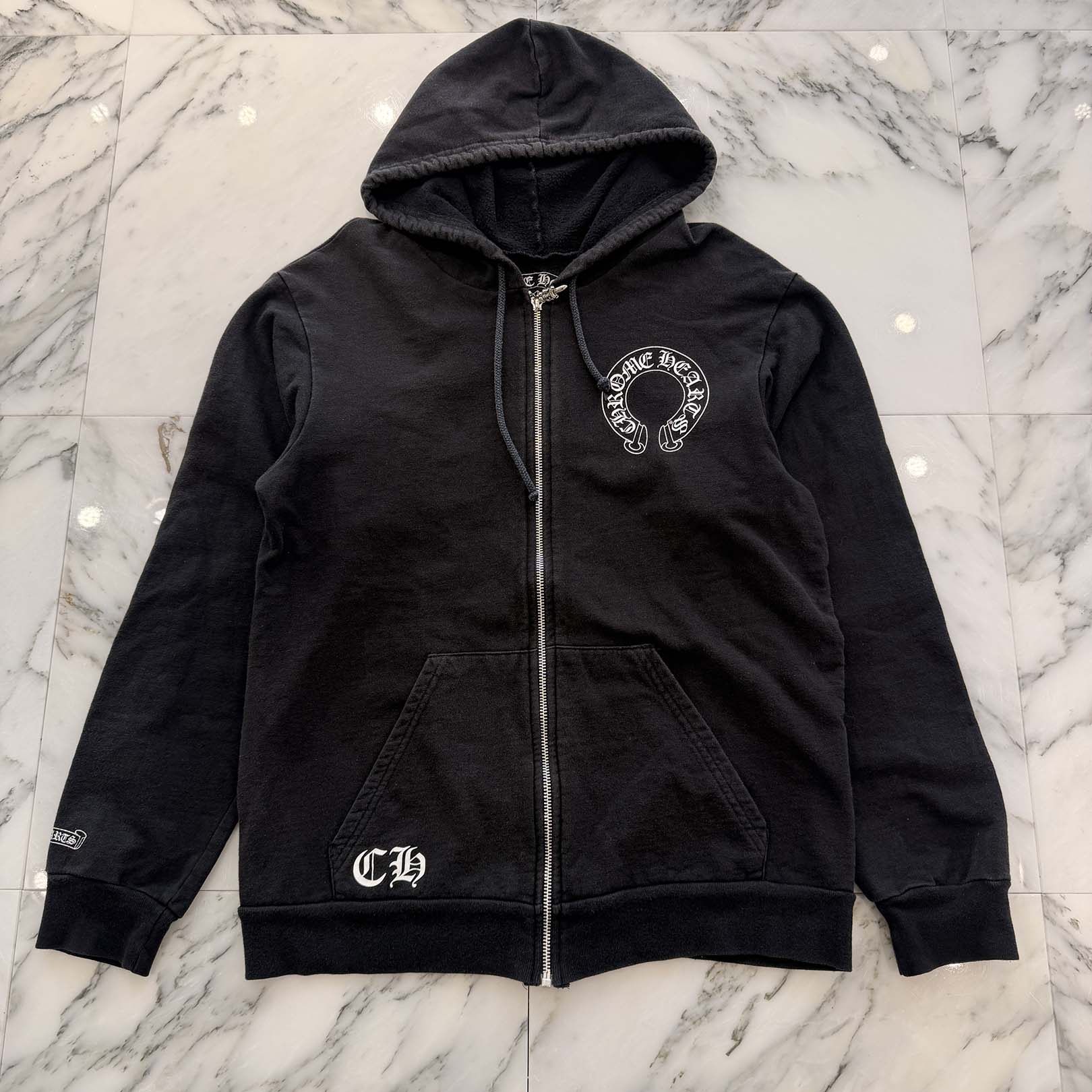 CHROME HEARTS OLD Made In Hollywood Back CH Plus Print Zip Up Hoodie Size L クロムハーツ オールド メイドインハリウッド バックCHプラス プリント ジップアップフーディ サイズL