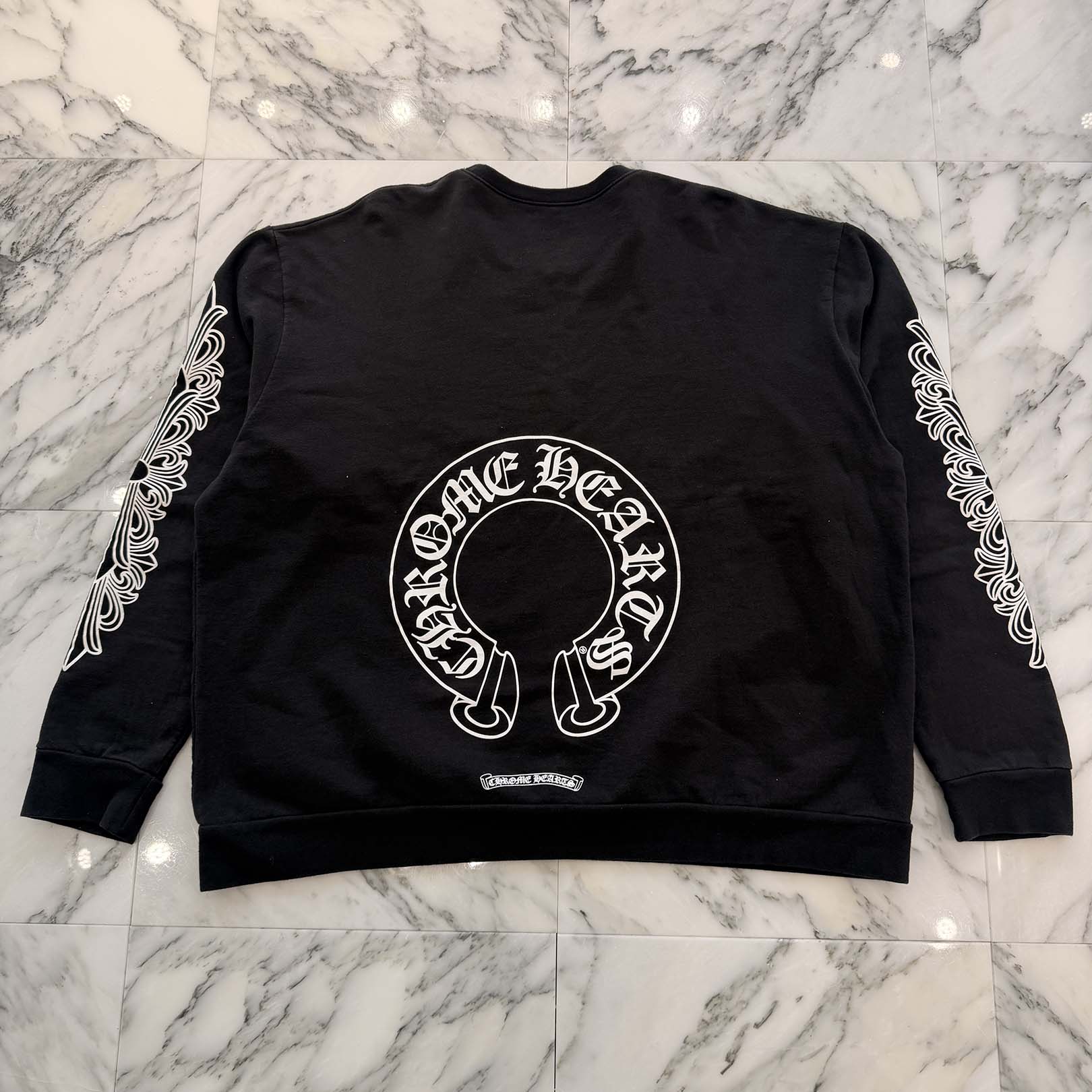 CHROME HEARTS Floral Cross Horseshoe Crewneck Sweat Shirts Size XXL クロムハーツ フローラルクロス ホースシュー クルーネック スウェットシャツ サイズXXL