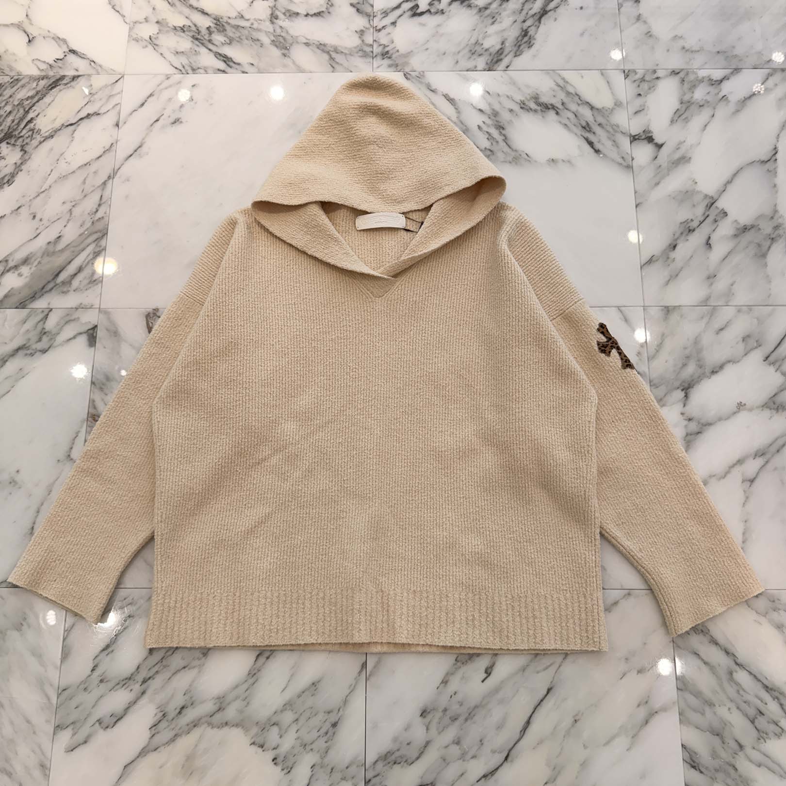 CHROME HEARTS YNOT Leopard Harako Leather Cross Patch Knit