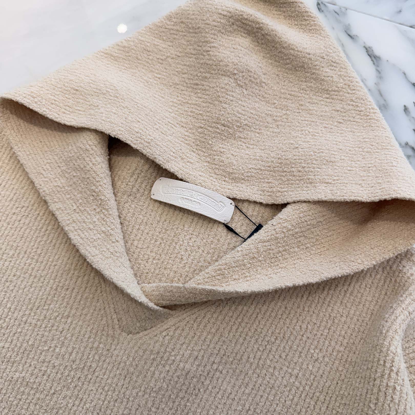 CHROME HEARTS YNOT Leopard Harako Leather Cross Patch Knit Pullover Hoodie Size M/L クロムハーツ ワイノット レオパード ハラコレザー クロスパッチ ニット プルオーバーフーディー サイズM/L