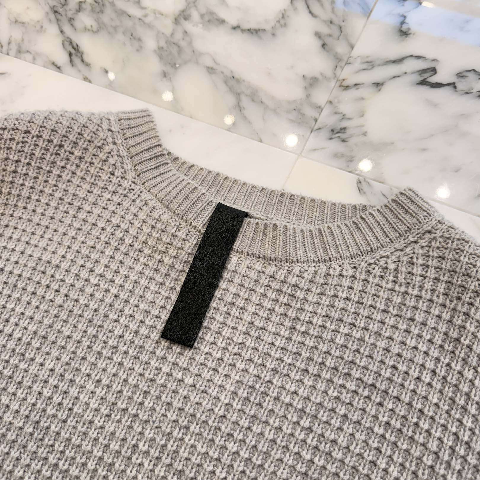 CHROME HEARTS Y NOT Arm Leather Cross Patch Cashmere Knit Sweater Size L クロムハーツ ワイノット アームレザークロスパッチ カシミヤ ニットセーター サイズL