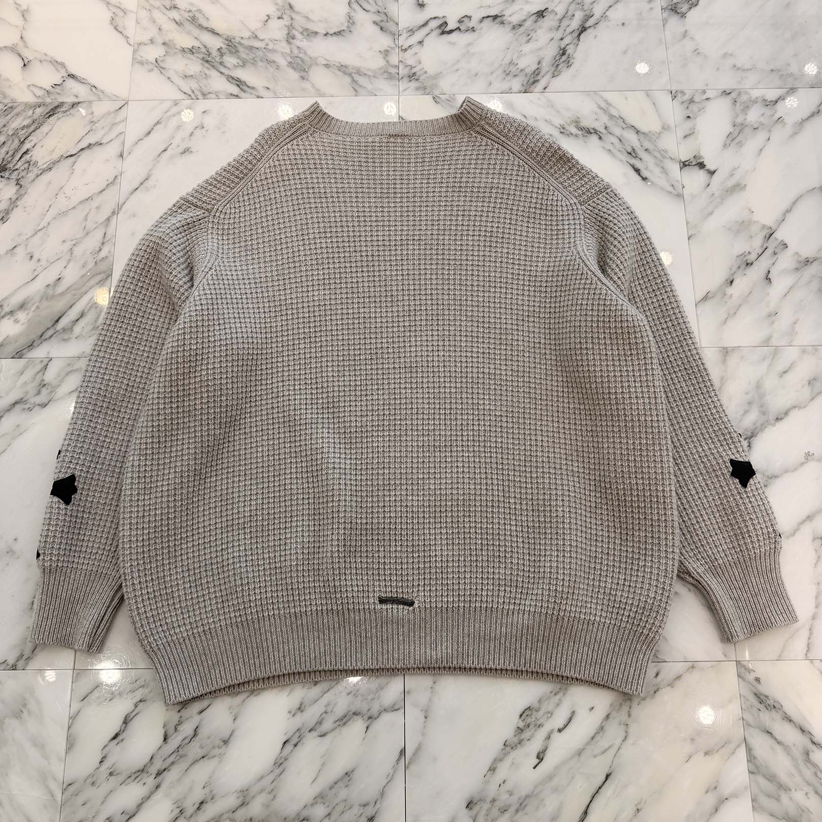 CHROME HEARTS Y NOT Arm Leather Cross Patch Cashmere Knit Sweater Size L クロムハーツ ワイノット アームレザークロスパッチ カシミヤ ニットセーター サイズL