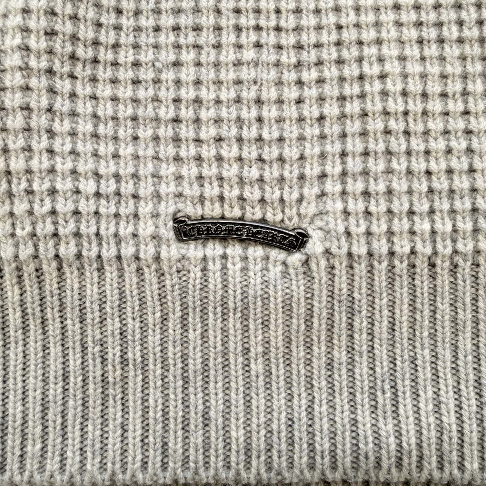 CHROME HEARTS Y NOT Arm Leather Cross Patch Cashmere Knit Sweater Size L クロムハーツ ワイノット アームレザークロスパッチ カシミヤ ニットセーター サイズL