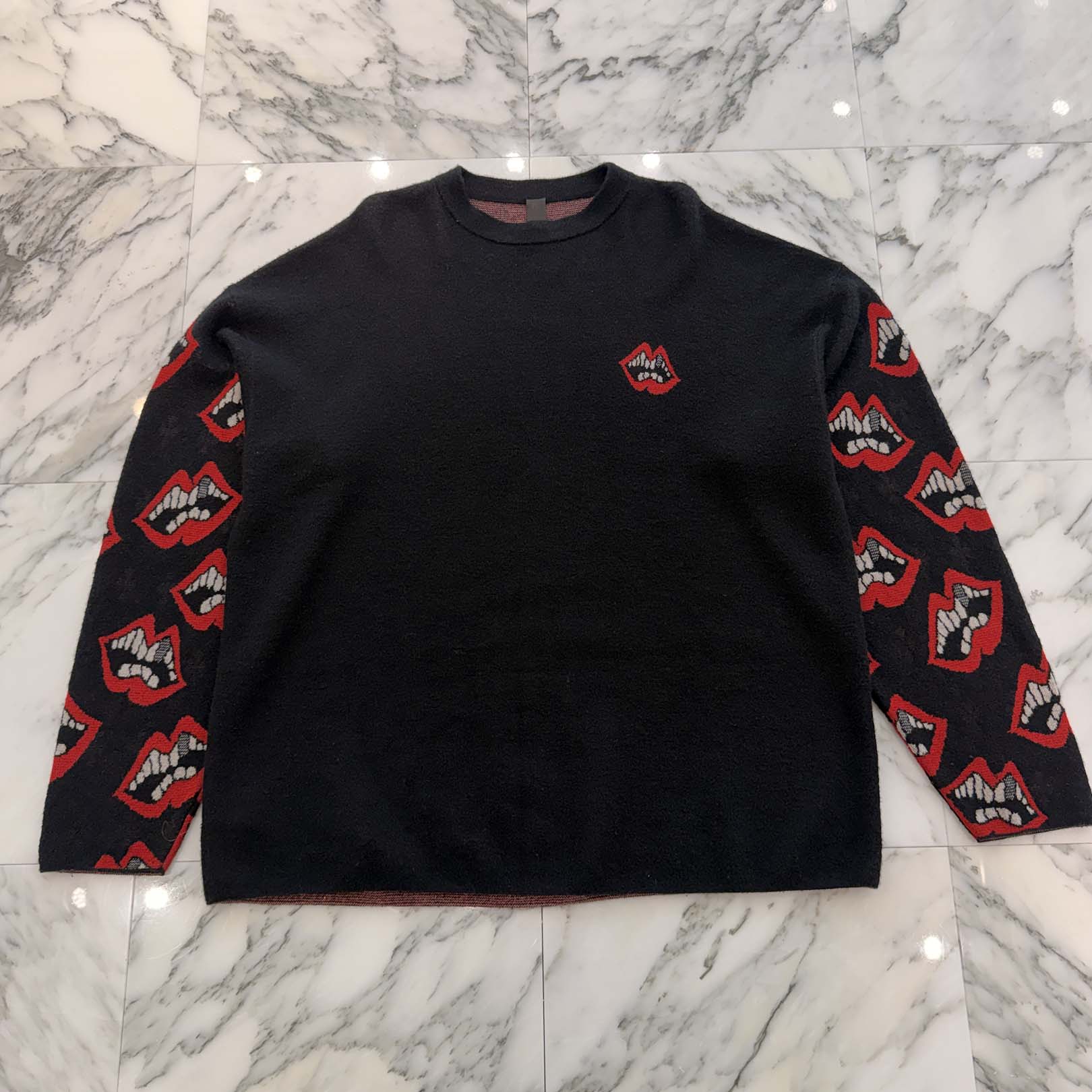 CHROME HEART × MATTY BOY Y NOT CHOMPER 3 Cemetery Cross Leather Patch Cashmere Knit Sweater Size XL クロムハーツ × マッティボーイ ワイノット チョンパー 3セメタリー クロスレザーパッチ カシミヤ ニットセーター サイズXL