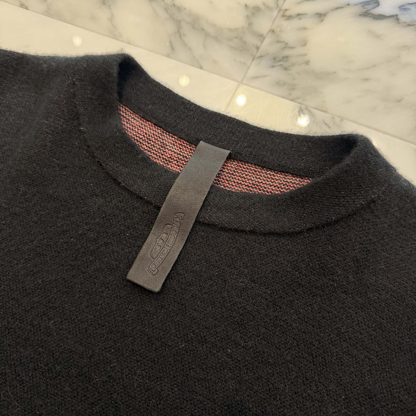 CHROME HEART × MATTY BOY Y NOT CHOMPER 3 Cemetery Cross Leather Patch Cashmere Knit Sweater Size XL クロムハーツ × マッティボーイ ワイノット チョンパー 3セメタリー クロスレザーパッチ カシミヤ ニットセーター サイズXL