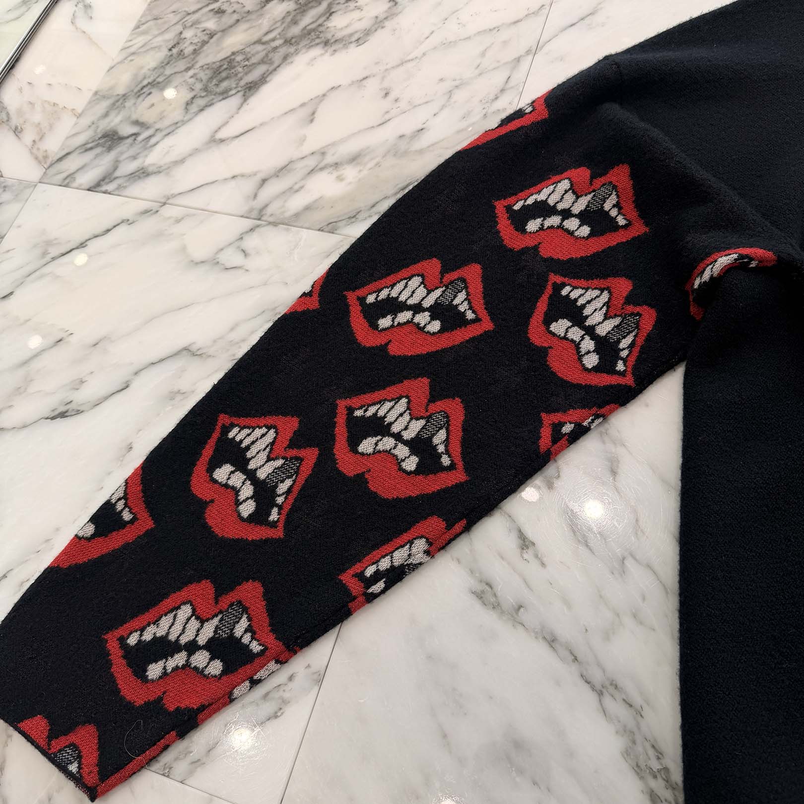 CHROME HEART × MATTY BOY Y NOT CHOMPER 3 Cemetery Cross Leather Patch Cashmere Knit Sweater Size XL クロムハーツ × マッティボーイ ワイノット チョンパー 3セメタリー クロスレザーパッチ カシミヤ ニットセーター サイズXL