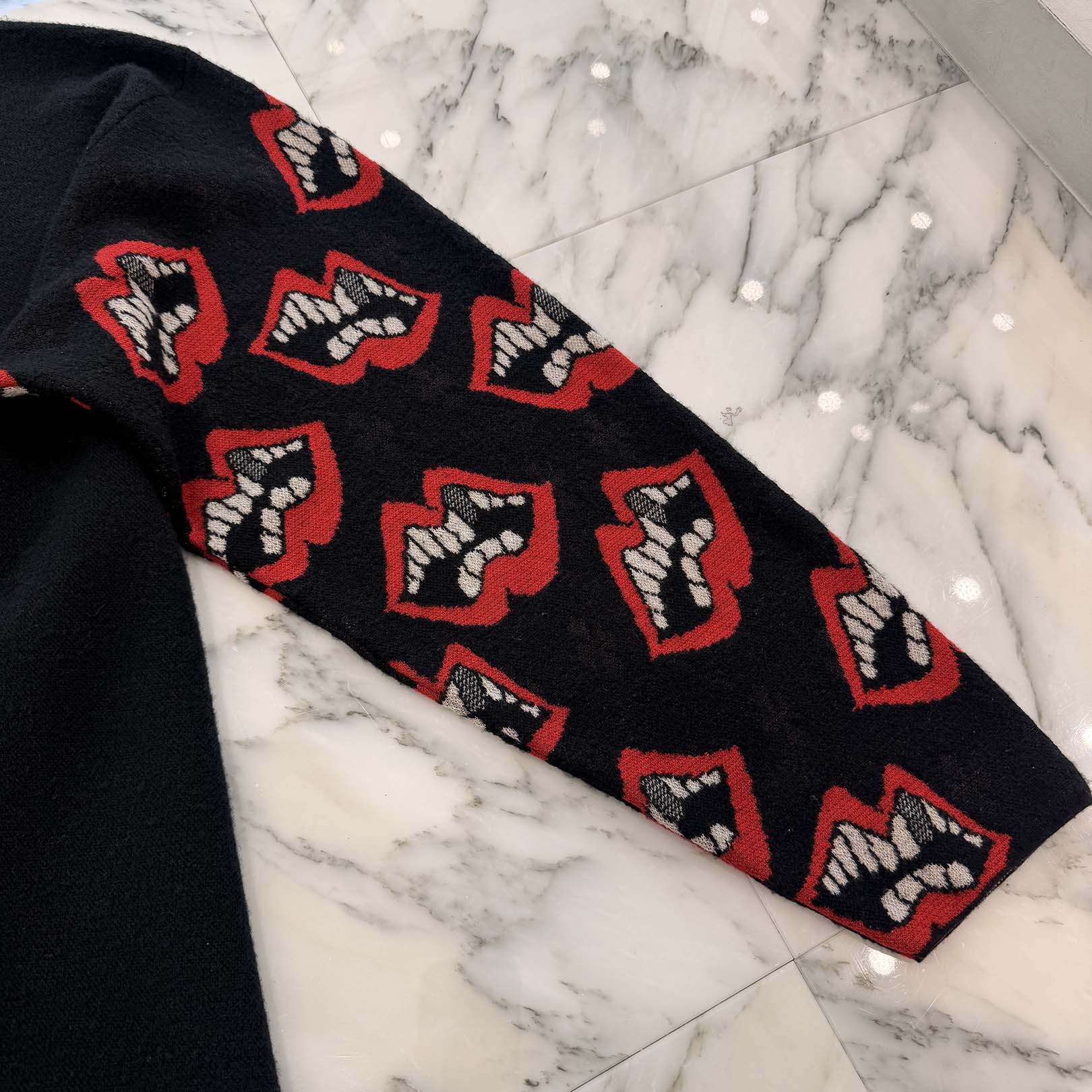 CHROME HEART × MATTY BOY Y NOT CHOMPER 3 Cemetery Cross Leather Patch Cashmere Knit Sweater Size XL クロムハーツ × マッティボーイ ワイノット チョンパー 3セメタリー クロスレザーパッチ カシミヤ ニットセーター サイズXL