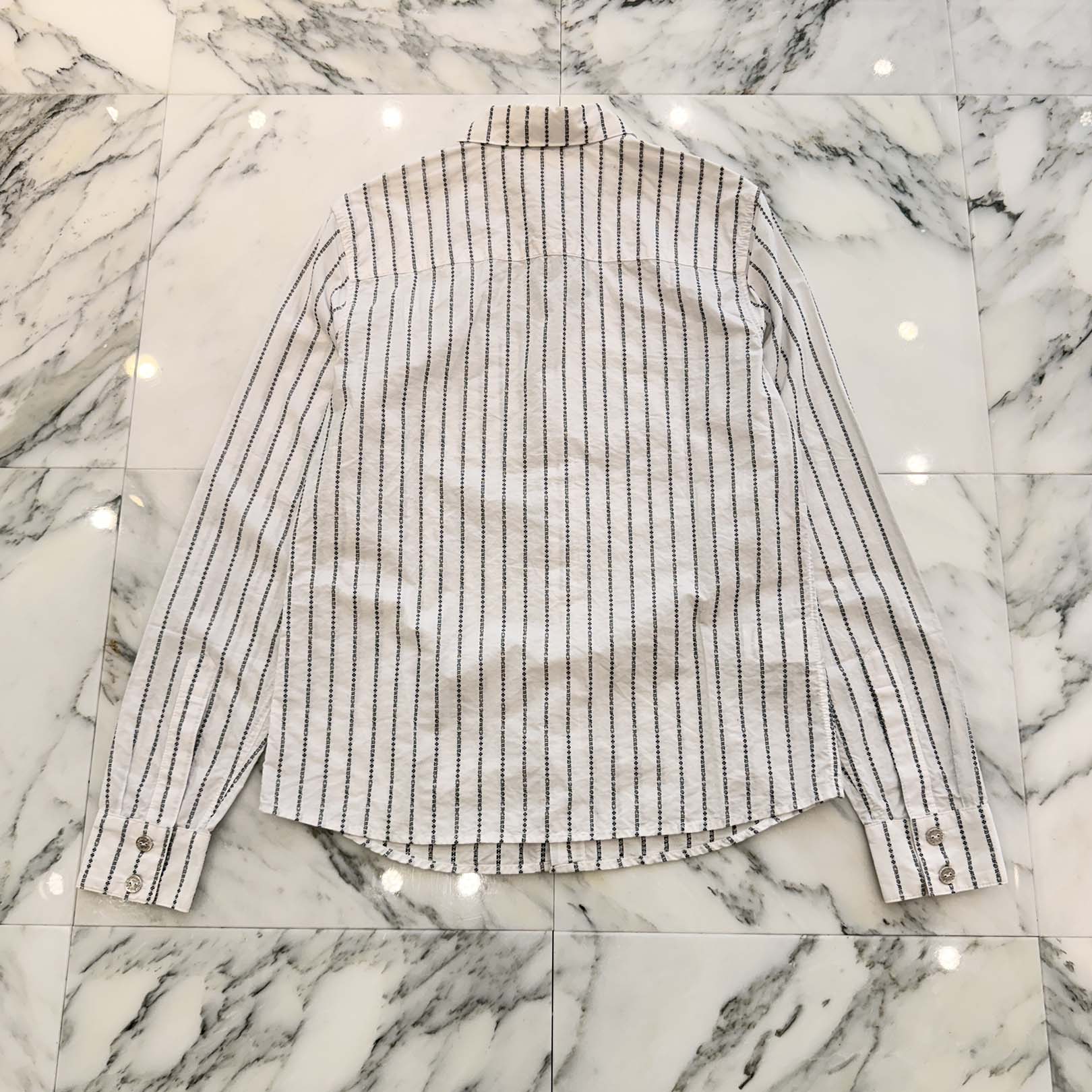 CHROME HEARTS Y NOT Logo Stripe Cotton Shirt Size S クロムハーツ ワイノット ロゴストライプ コットンシャツ サイズS