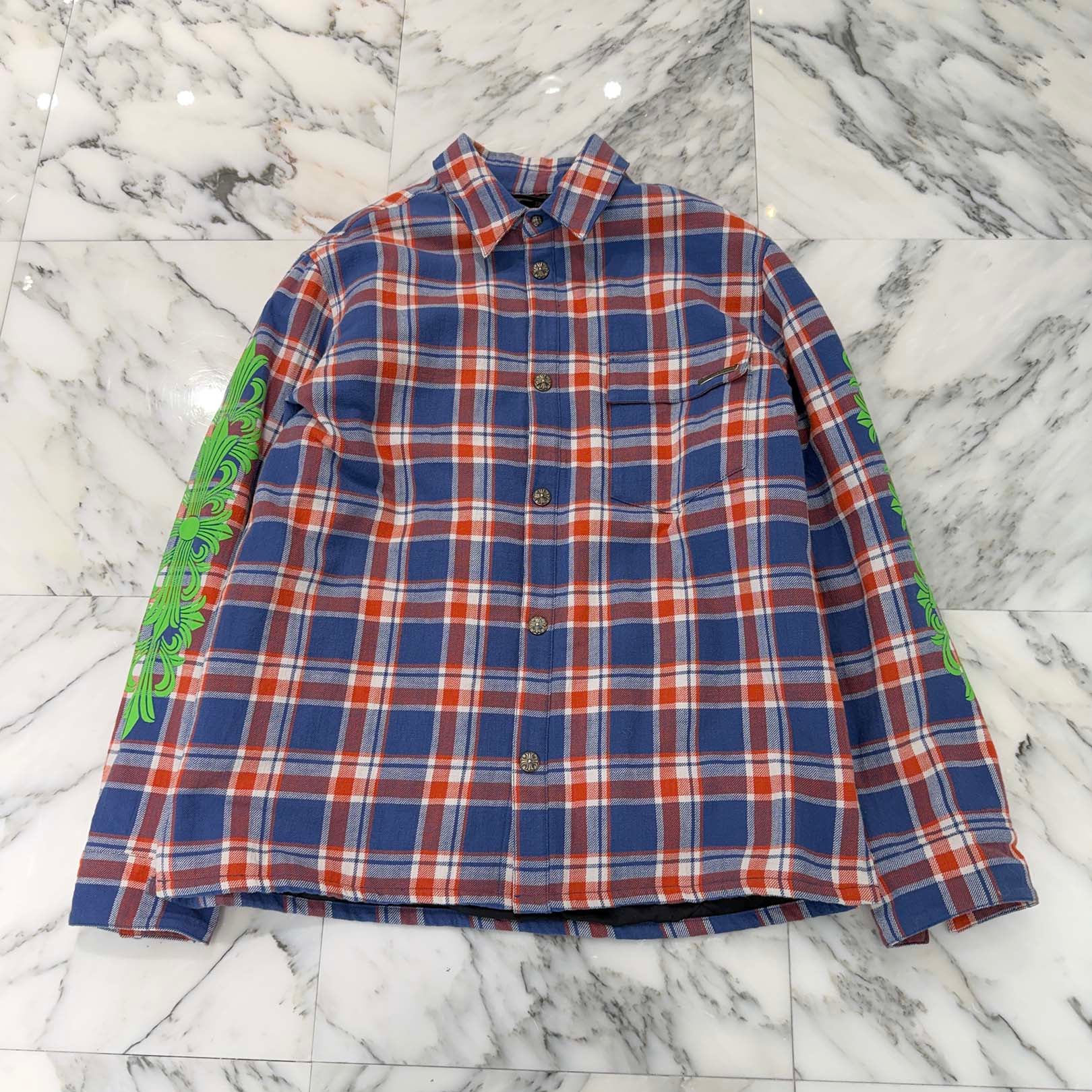 CHROME HEARTS YNOT WORK'N PADDED FLANNEL CHECK SHIRT JACKET Size XL クロムハーツ ワイノット ワーキンフランネルチェック シャツジャケット サイズXL