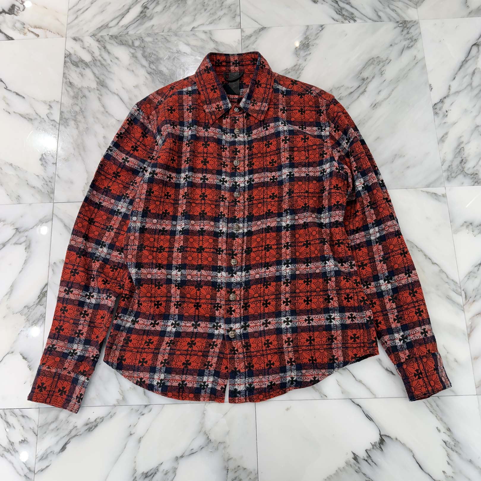 CHROME HEARTS Y NOT Loose Ends Check Shirt Size S クロムハーツ ワイノット ルーズエンド チェックシャツ サイズS