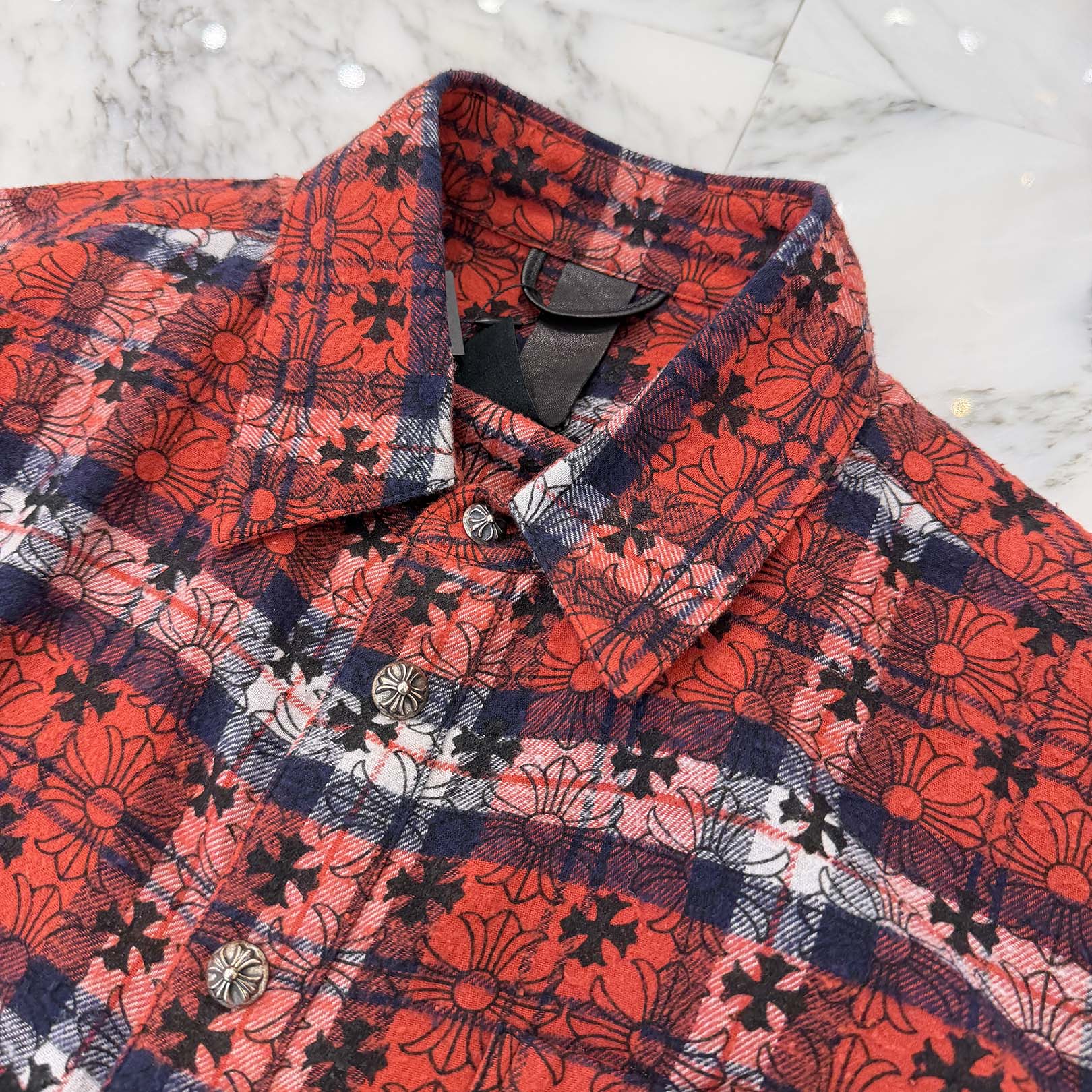 CHROME HEARTS Y NOT Loose Ends Check Shirt Size S クロムハーツ ワイノット ルーズエンド チェックシャツ サイズS