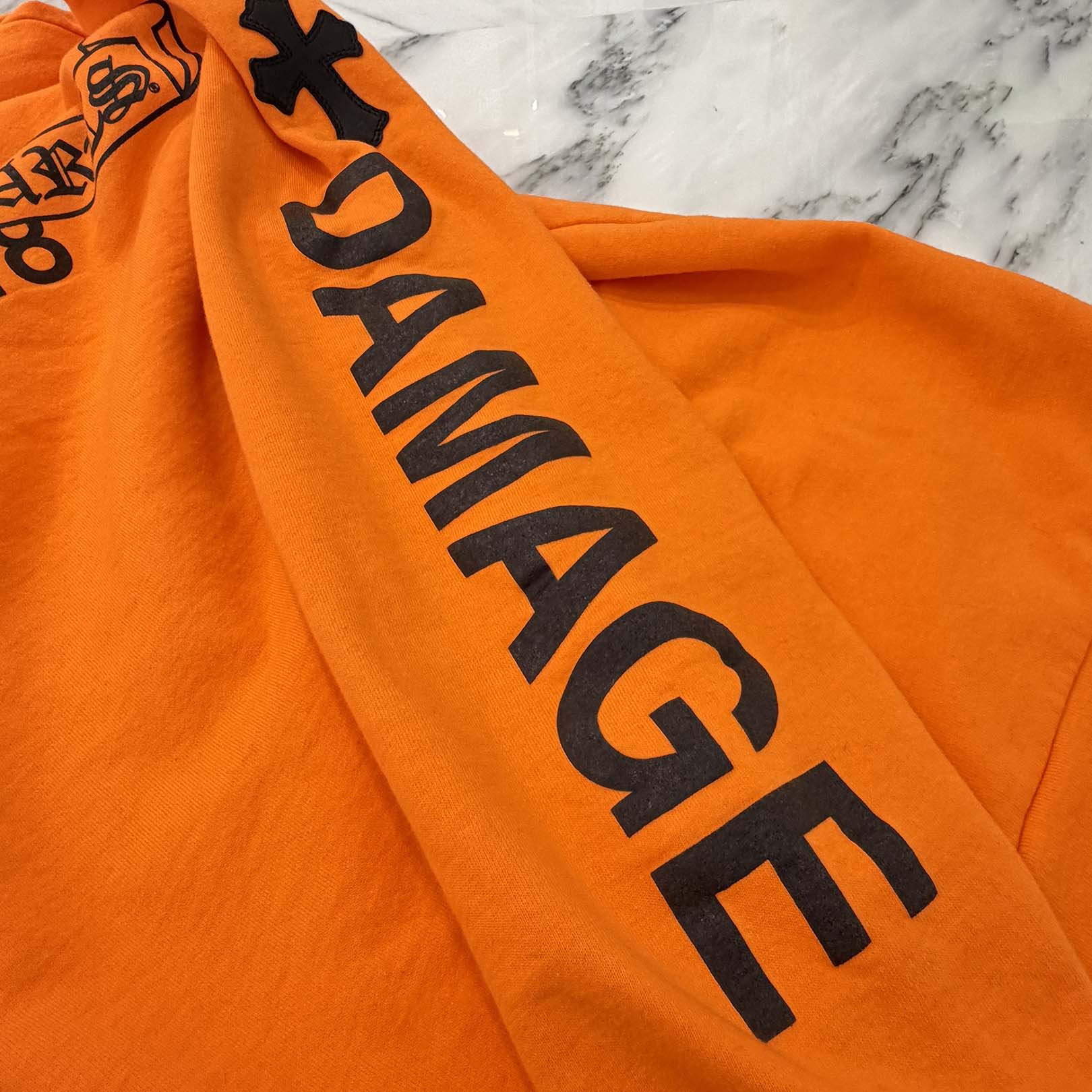 CHROME HEARTS × OFF-WHITE 2018SS Leather Cross Patch HD PLVR V Size L クロムハーツ × オフホワイト レザークロスパッチ プルオーバーフーディ サイズL