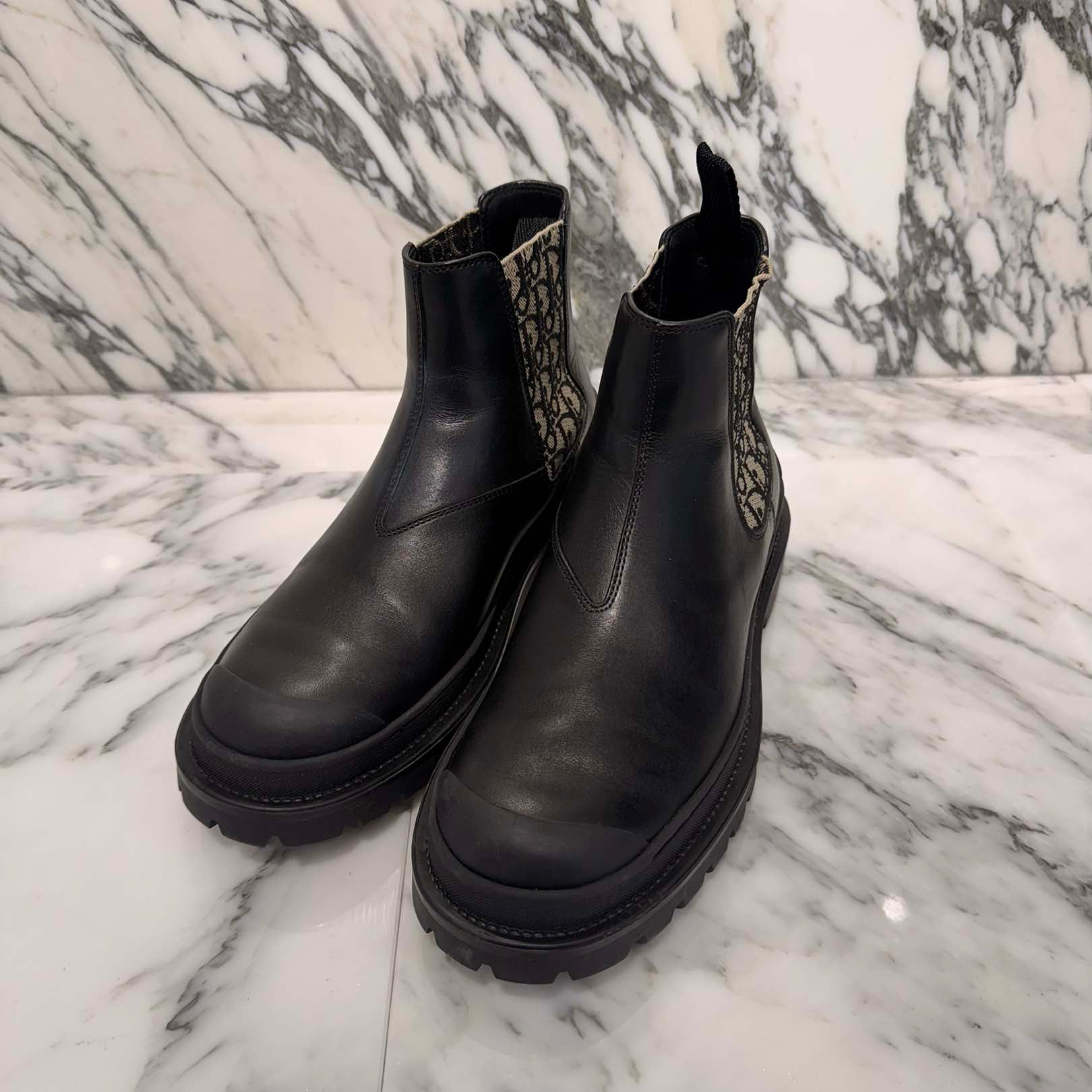 DIOR Oblique Leather Side Gore Boots Size 40 (25.0cm～25.5cm