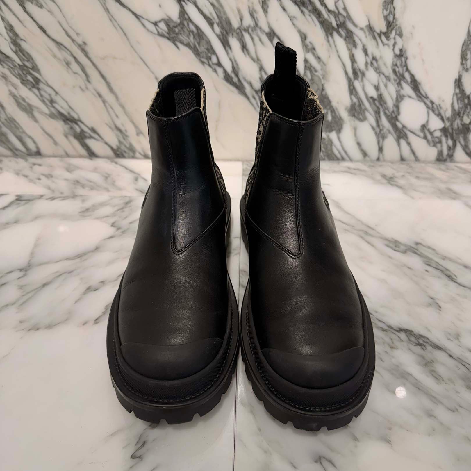 新品未使用！Diorブラック レザー サイドゴアブーツ【No.16】 DIOR Oblique Leather Side Gore Boots Size 40 (25.0cm～25.5cm