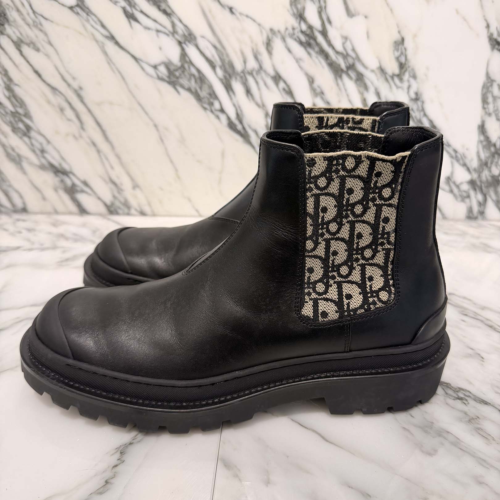 DIOR Oblique Leather Side Gore Boots Size 40 (25.0cm～25.5cm