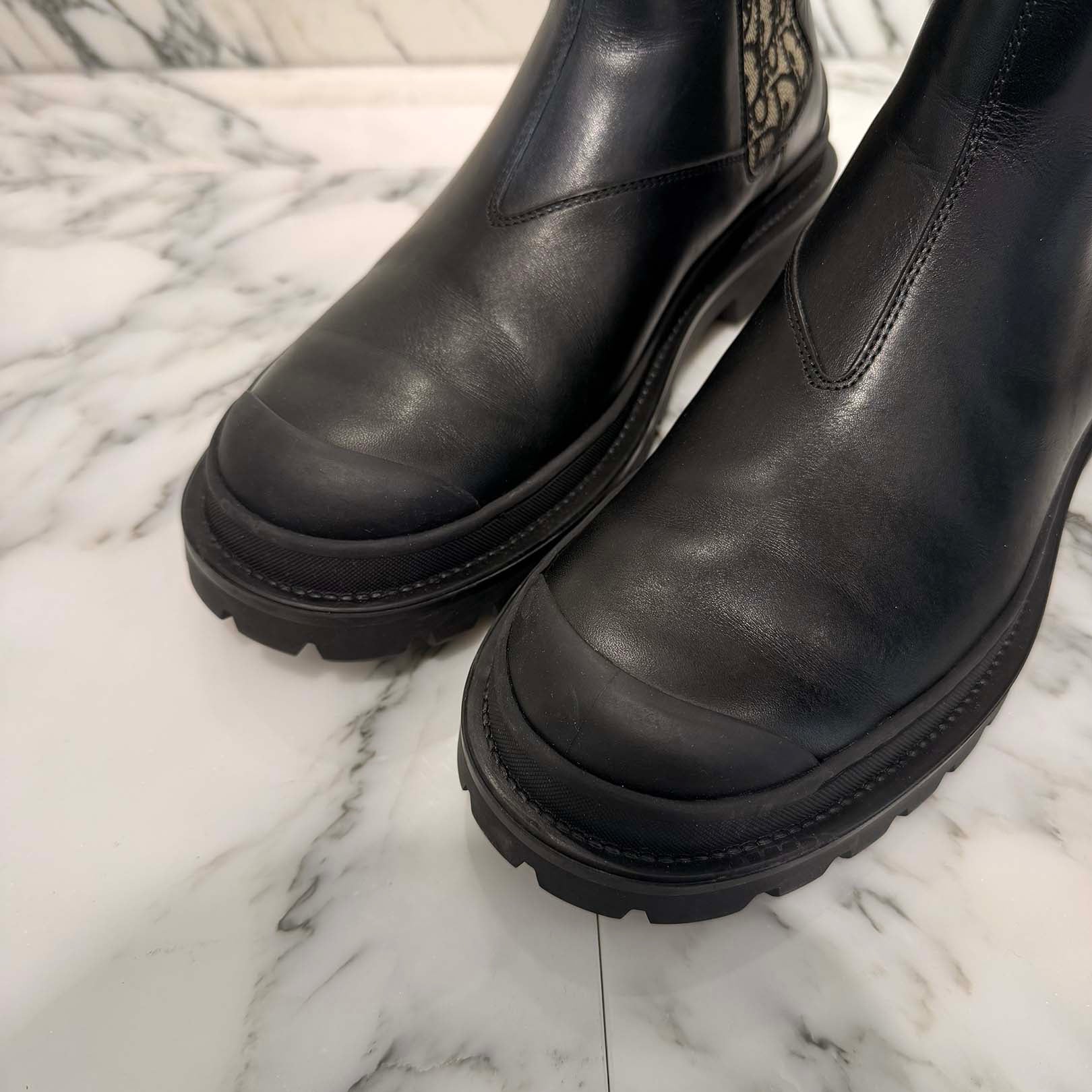 DIOR Oblique Leather Side Gore Boots Size 40 (25.0cm～25.5cm