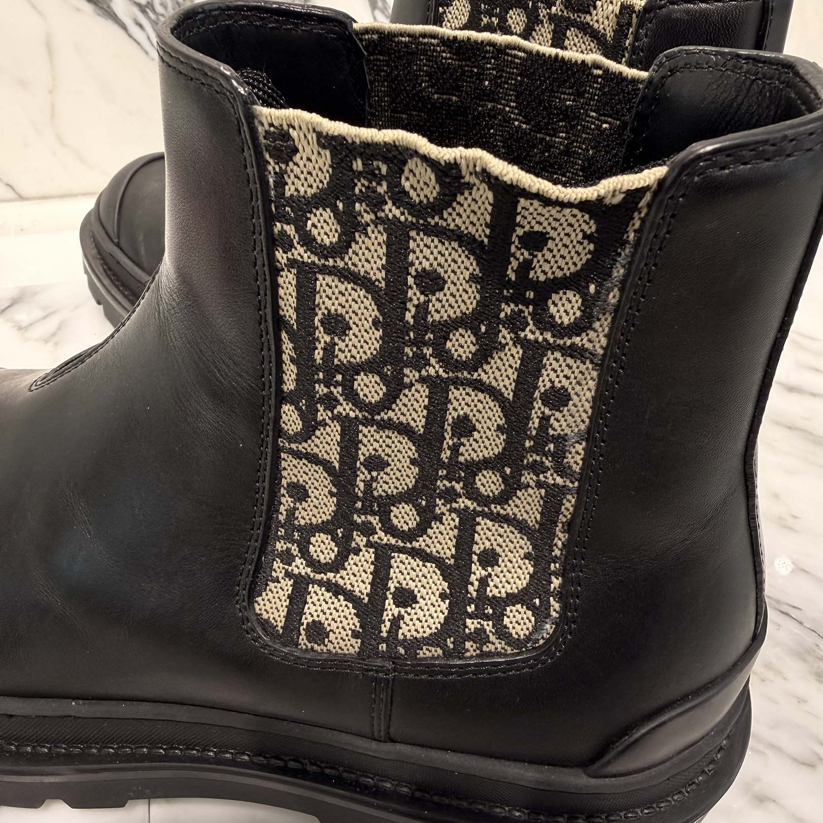DIOR Oblique Leather Side Gore Boots Size 40 (25.0cm～25.5cm