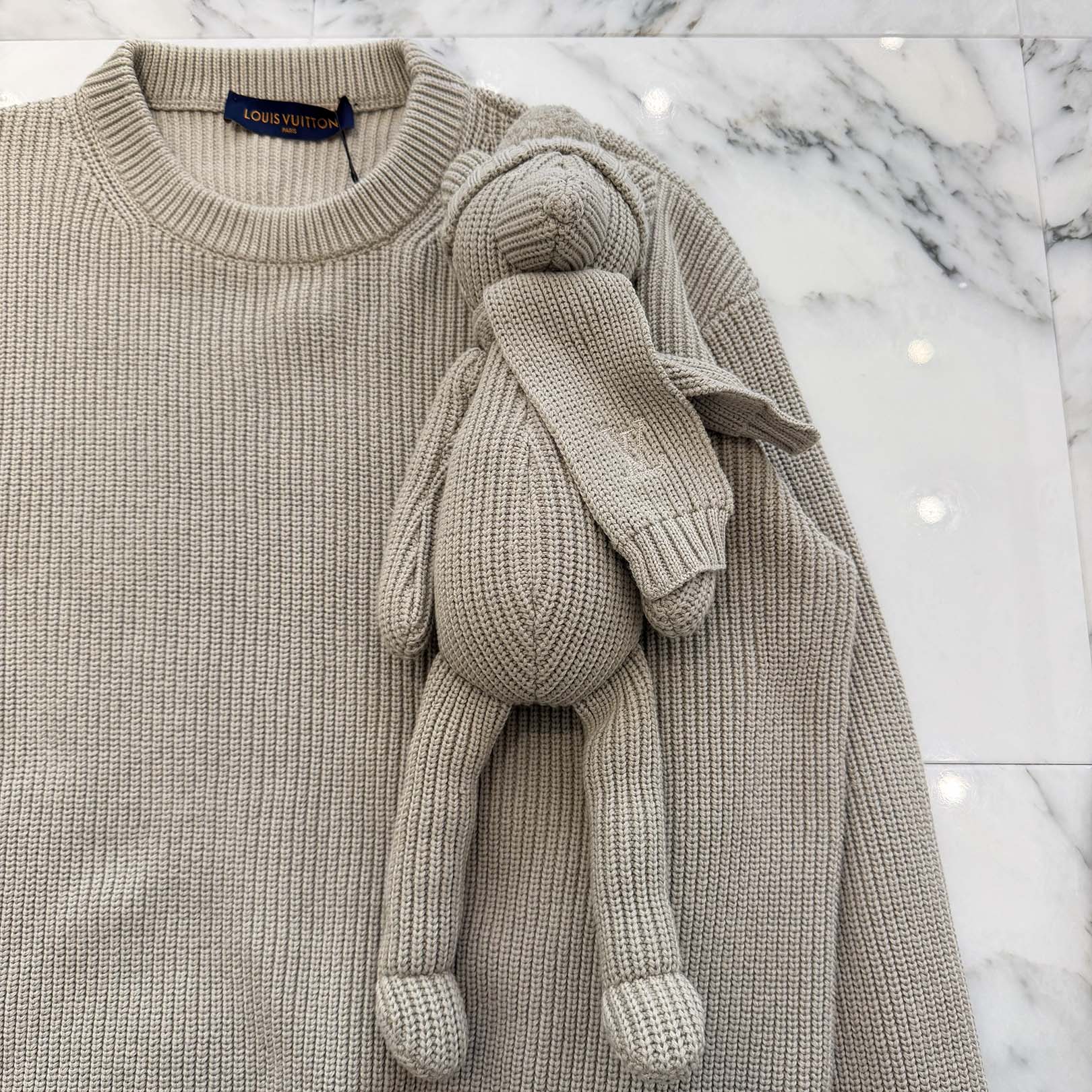 LOUIS VUITTON 2021SS Stitched Teddy Crew Neck Knit HKN66WTBY Size M ルイヴィトン ステッチドテディ クルーネックニット サイズM