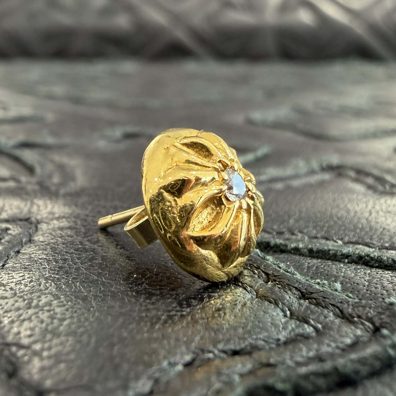 CHROME HEARTS 22K 1 Diamond Cross Ball STUD Earrings クロムハーツ 22K 1ダイアモンド クロスボール スタッド イヤリング ピアス