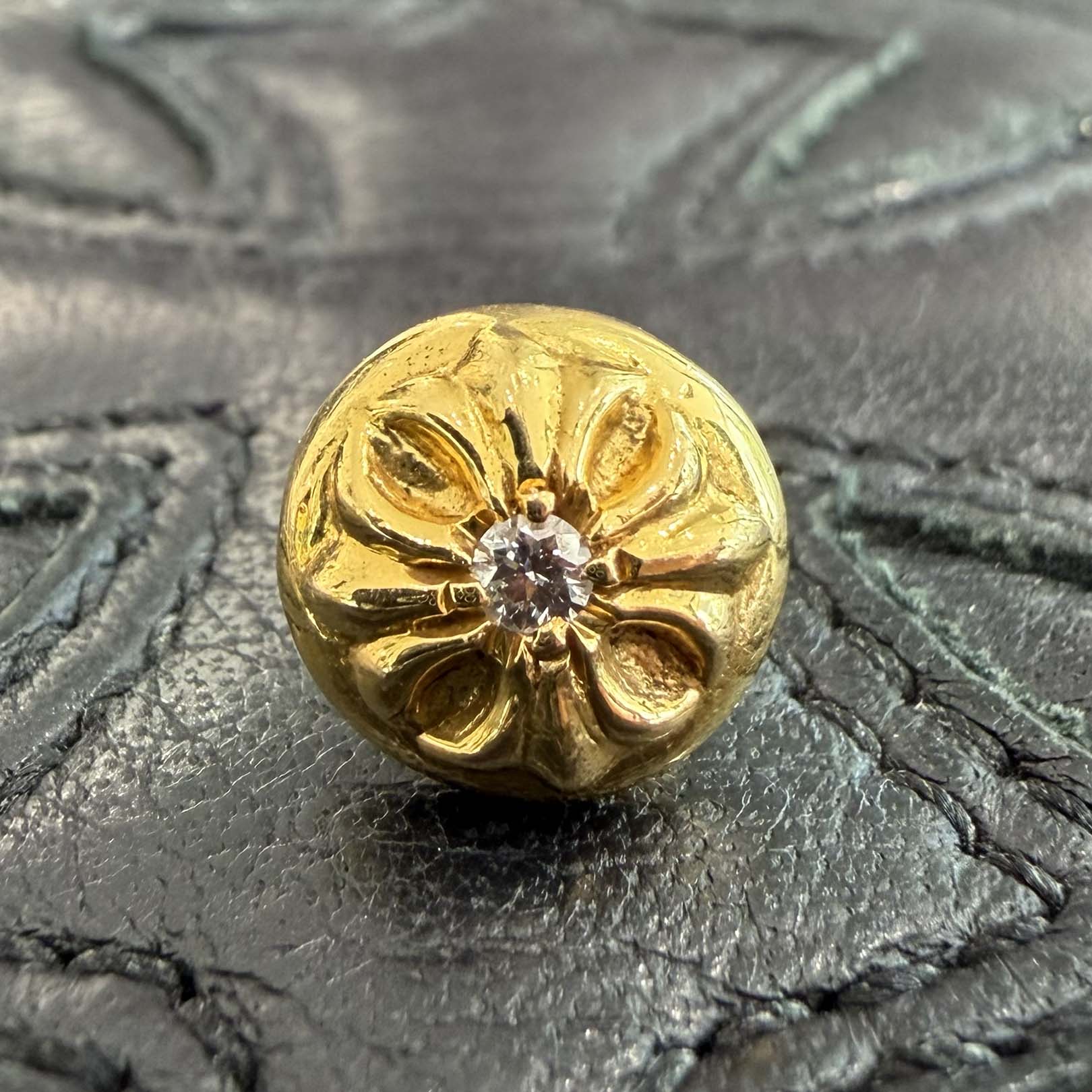 CHROME HEARTS 22K 1 Diamond Cross Ball STUD Earrings クロムハーツ 22K 1ダイアモンド クロスボール スタッド イヤリング ピアス