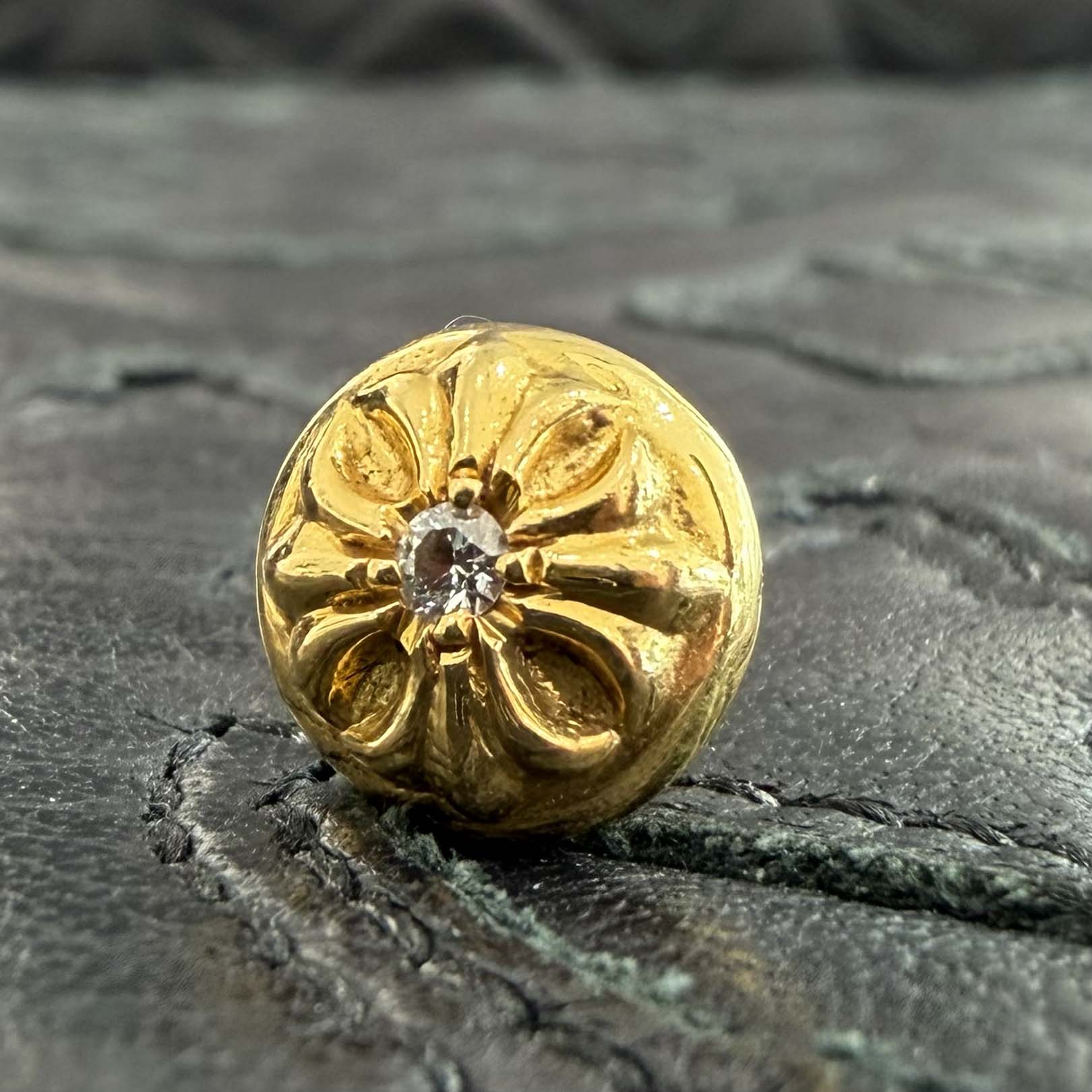 CHROME HEARTS 22K 1 Diamond Cross Ball STUD Earrings クロムハーツ 22K 1ダイアモンド クロスボール スタッド イヤリング ピアス