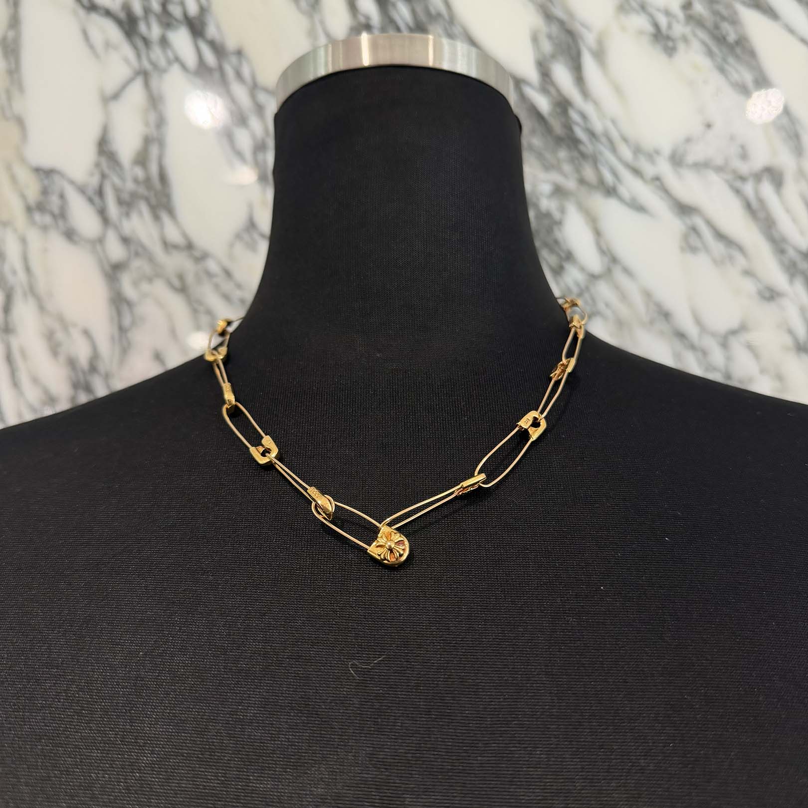 CHROME HEARTS 22K Safety Pin Necklace 17 Link Size 18インチ クロムハーツ 22K セーフティピン ネックレス 17リンク サイズ18インチ