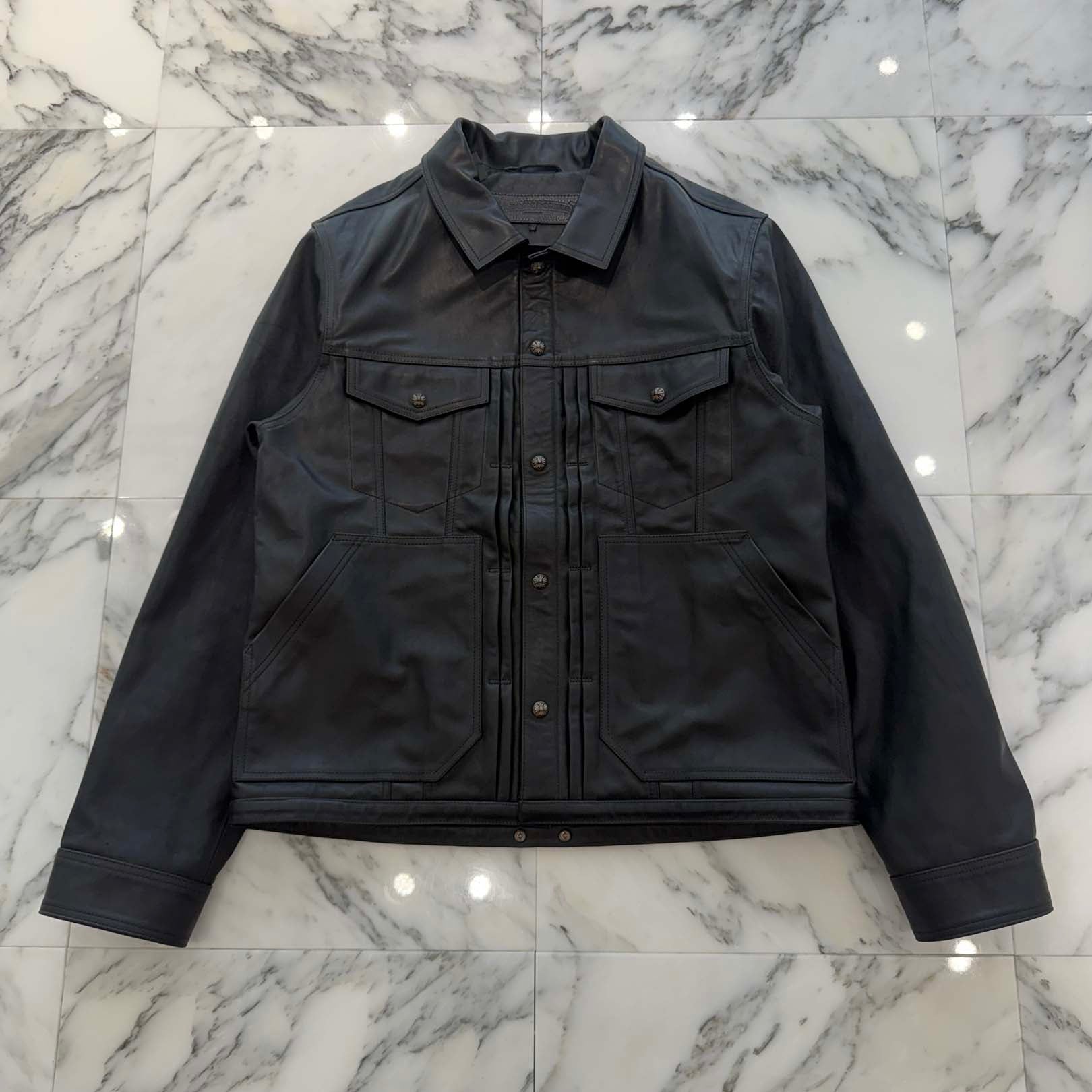 CHROME HEARTS Horsehide Whiplash Leather Jacket Size M クロムハーツ ホースハイド ウィップラッシュレザージャケット サイズM