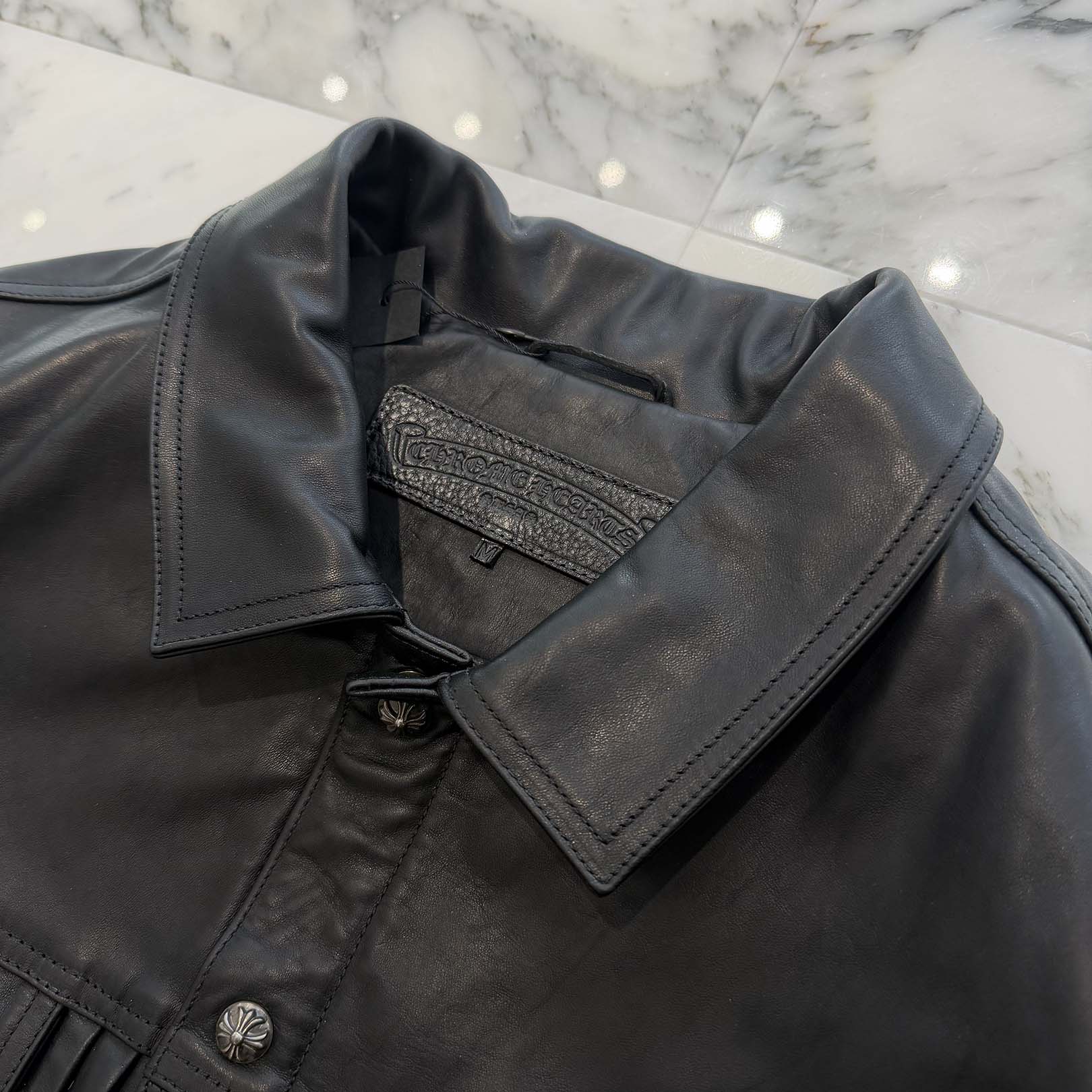 CHROME HEARTS Horsehide Whiplash Leather Jacket Size M クロムハーツ ホースハイド ウィップラッシュレザージャケット サイズM