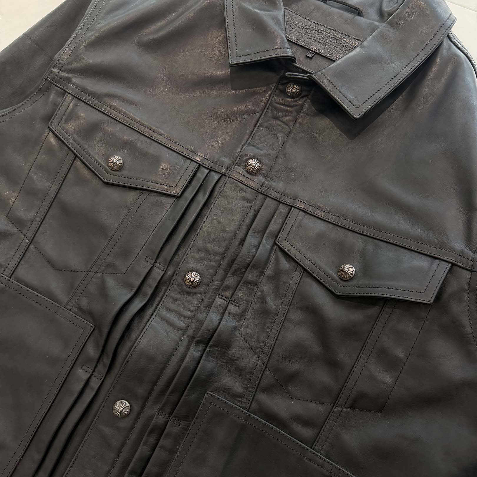 CHROME HEARTS Horsehide Whiplash Leather Jacket Size M クロム