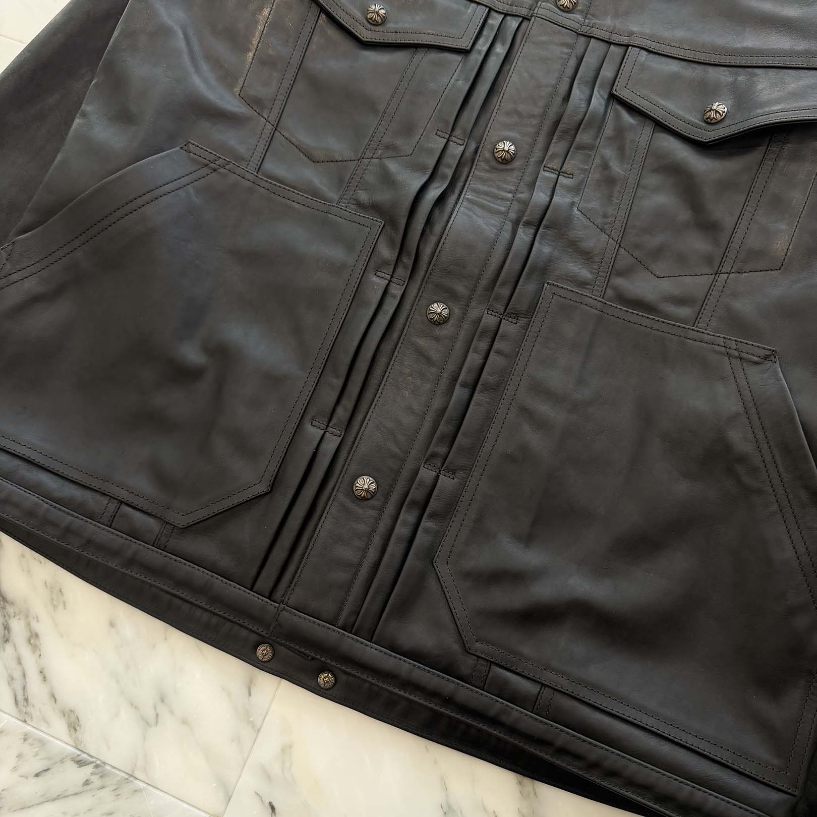 CHROME HEARTS Horsehide Whiplash Leather Jacket Size M クロムハーツ ホースハイド ウィップラッシュレザージャケット サイズM