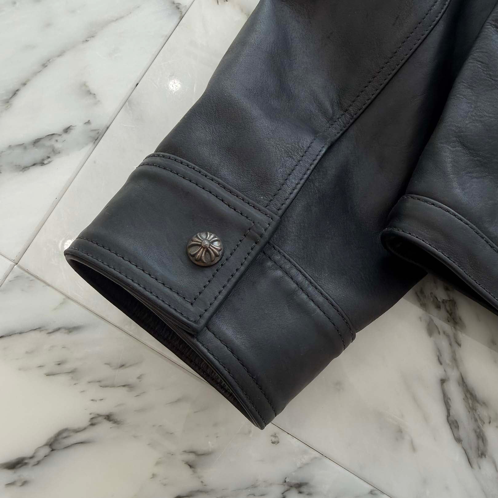 CHROME HEARTS Horsehide Whiplash Leather Jacket Size M クロムハーツ ホースハイド ウィップラッシュレザージャケット サイズM