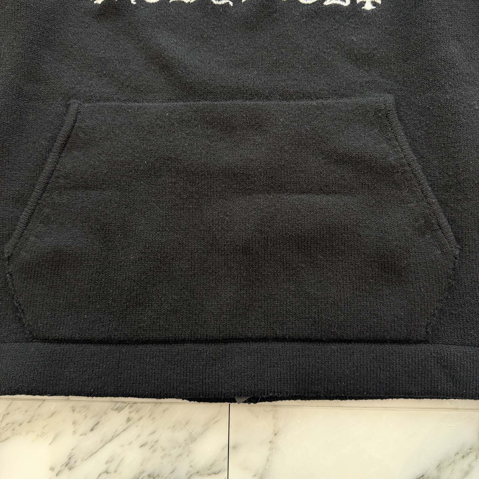 CHROME HEARTS Y NOT King Taco 3 Cemetery Cross Leather Patch Cashmere Knit Pullover Hoodie Size XS クロムハーツ ワイノット キングタコ 3セメタリークロス レザークロスパッチ カシミヤ ニット プルオーバーフーディー サイズXS