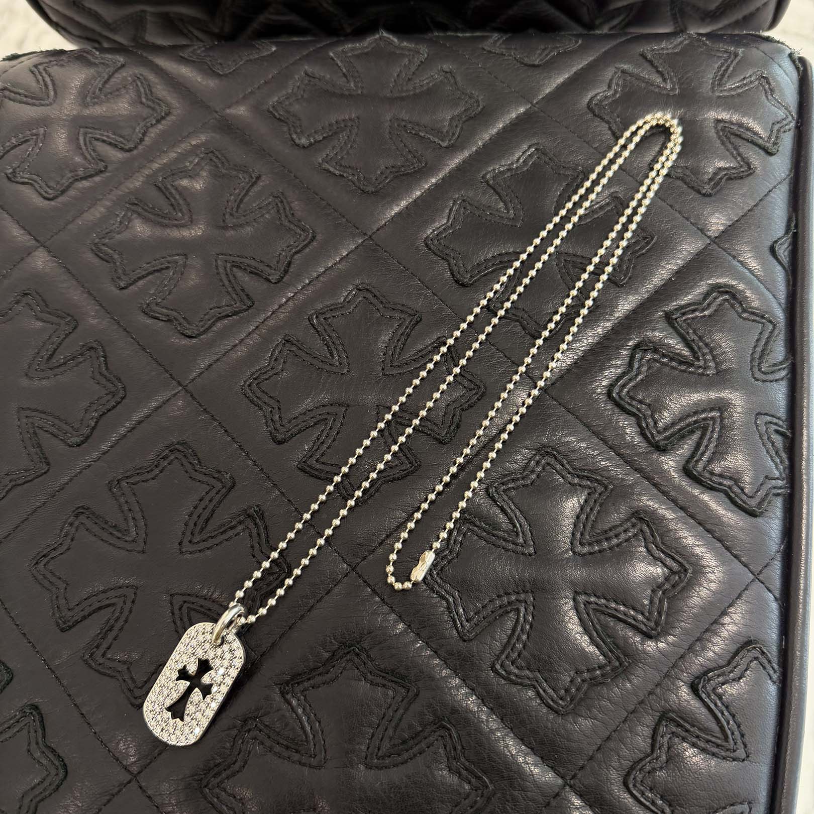 CHROME HEARTS Cut Out Cross Dock Tag Small Pendant Charm Pave Diamond クロムハーツ カットアウトクロス ドッグタグ スモール ペンダントチャーム パヴェダイヤモンド
