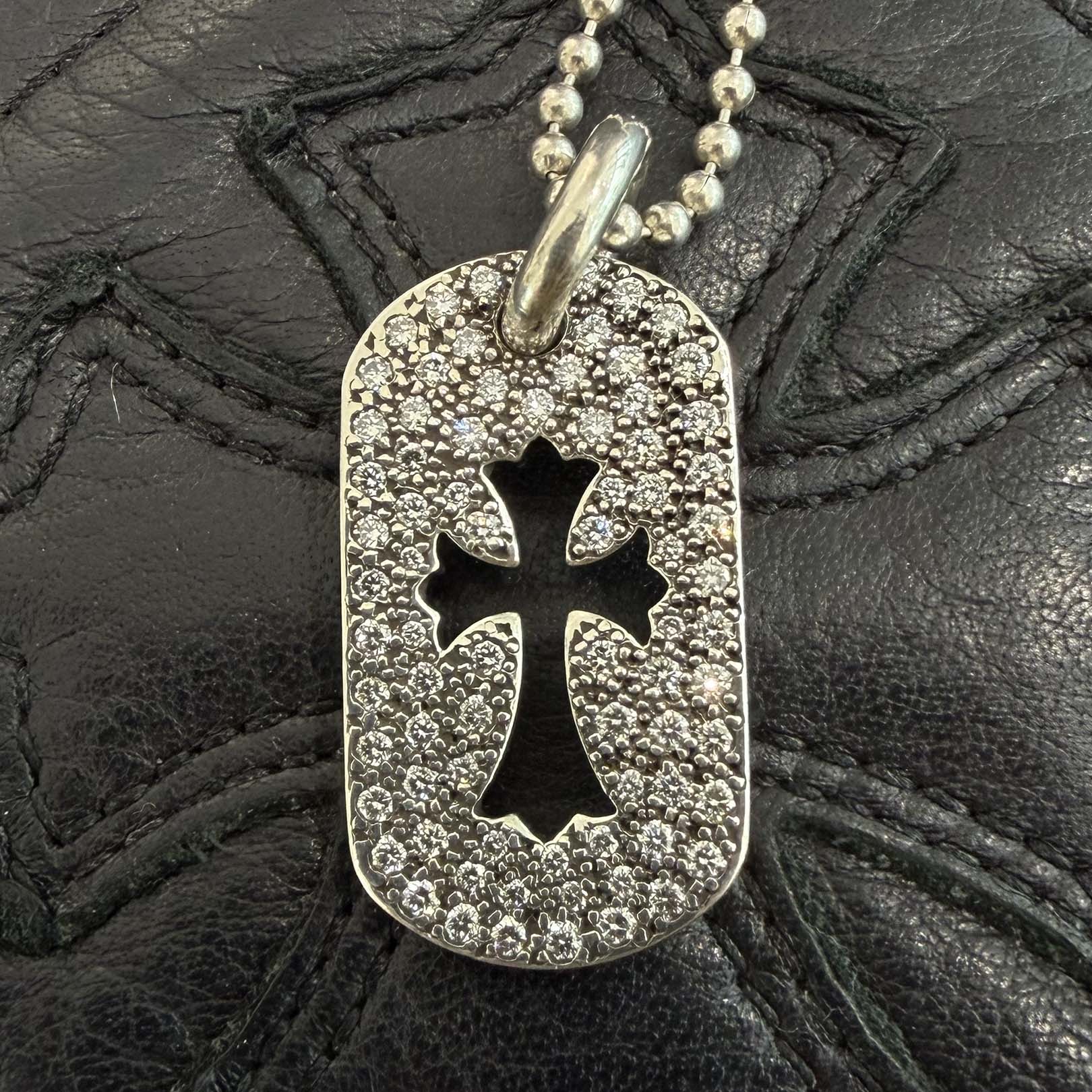 CHROME HEARTS Cut Out Cross Dock Tag Small Pendant Charm Pave Diamond クロムハーツ カットアウトクロス ドッグタグ スモール ペンダントチャーム パヴェダイヤモンド