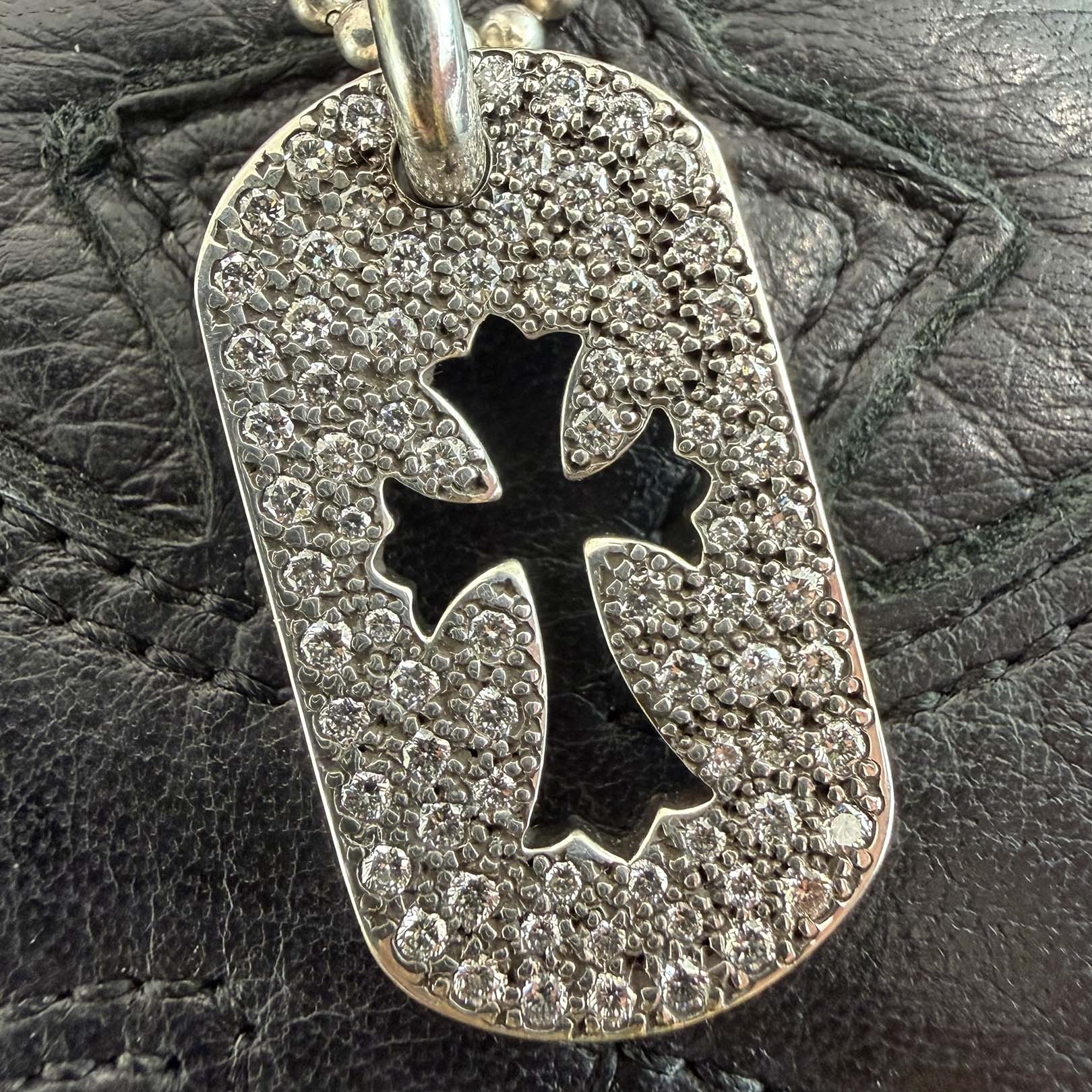 CHROME HEARTS Cut Out Cross Dock Tag Small Pendant Charm Pave Diamond クロムハーツ カットアウトクロス ドッグタグ スモール ペンダントチャーム パヴェダイヤモンド