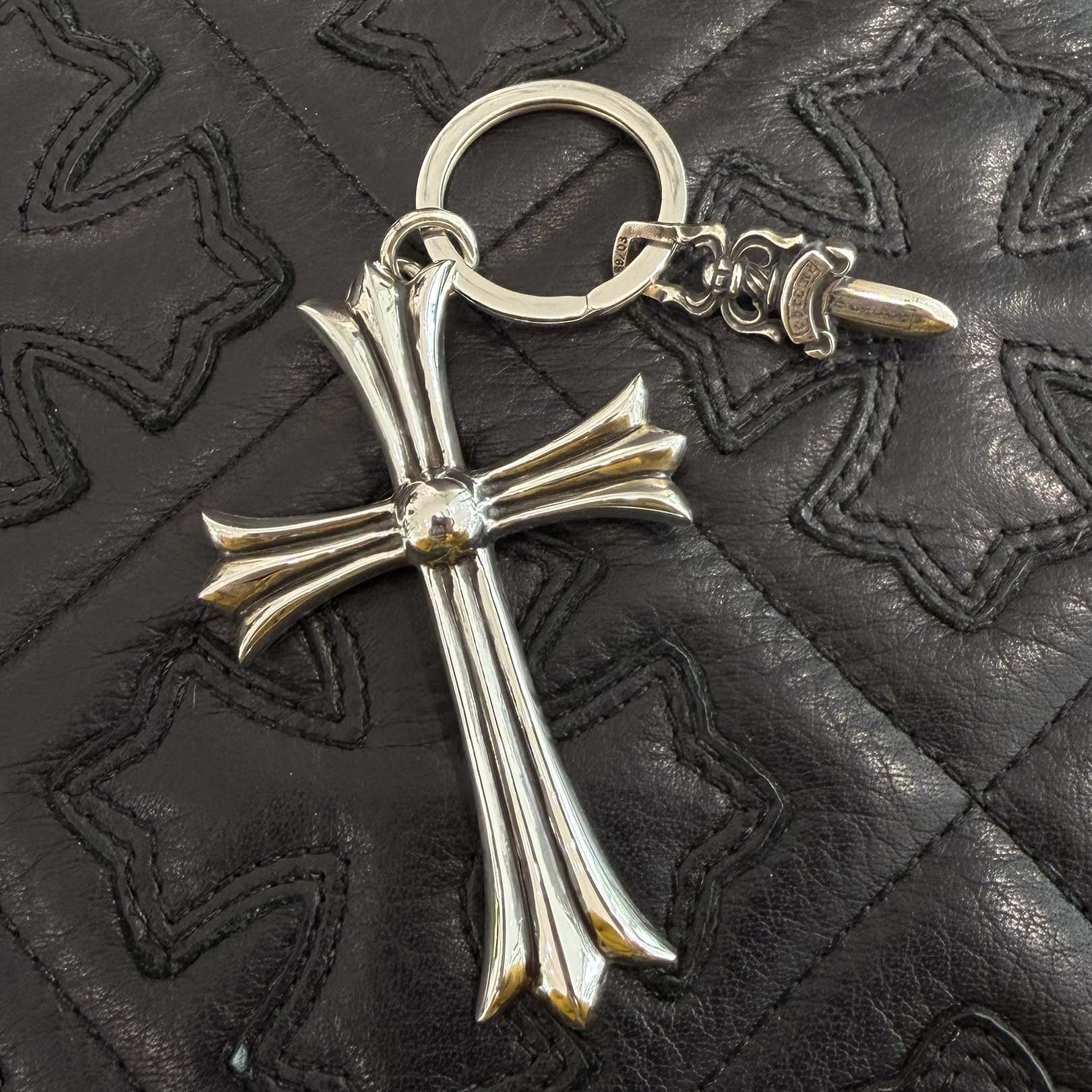 CHROME HEARTS Large CH Cross Key Ring With Dagger クロムハーツ ラージ CHクロス キーリング ウィズ ダガー シルバー925