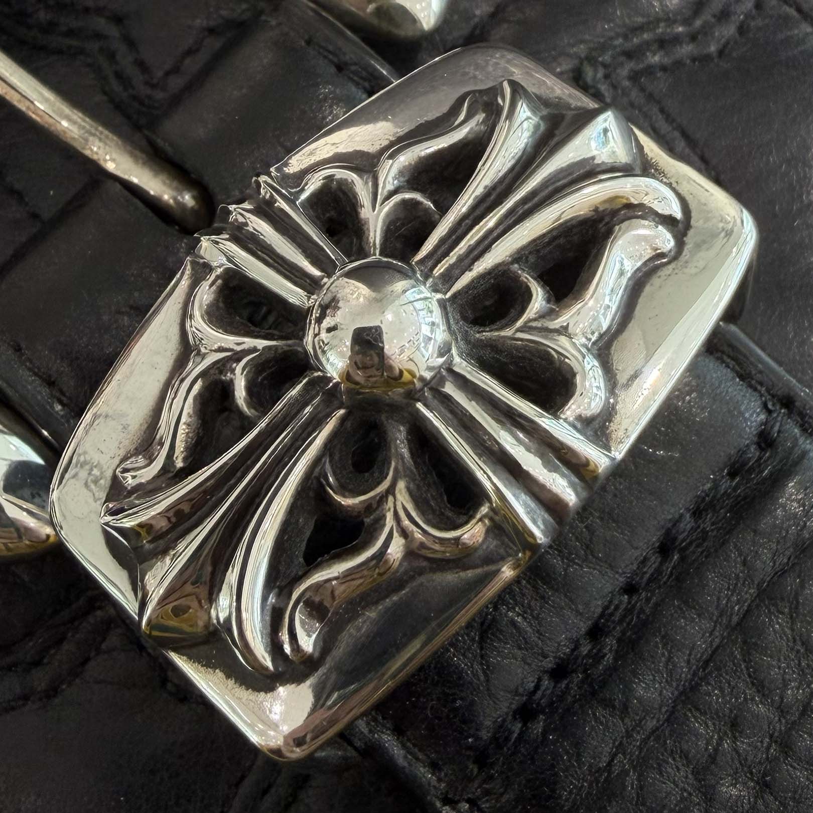 CHROME HEARTS 3PC Classic Leather Belt Size 34 Inch クロムハーツ 3PC クラシック レザーベルト サイズ34インチ