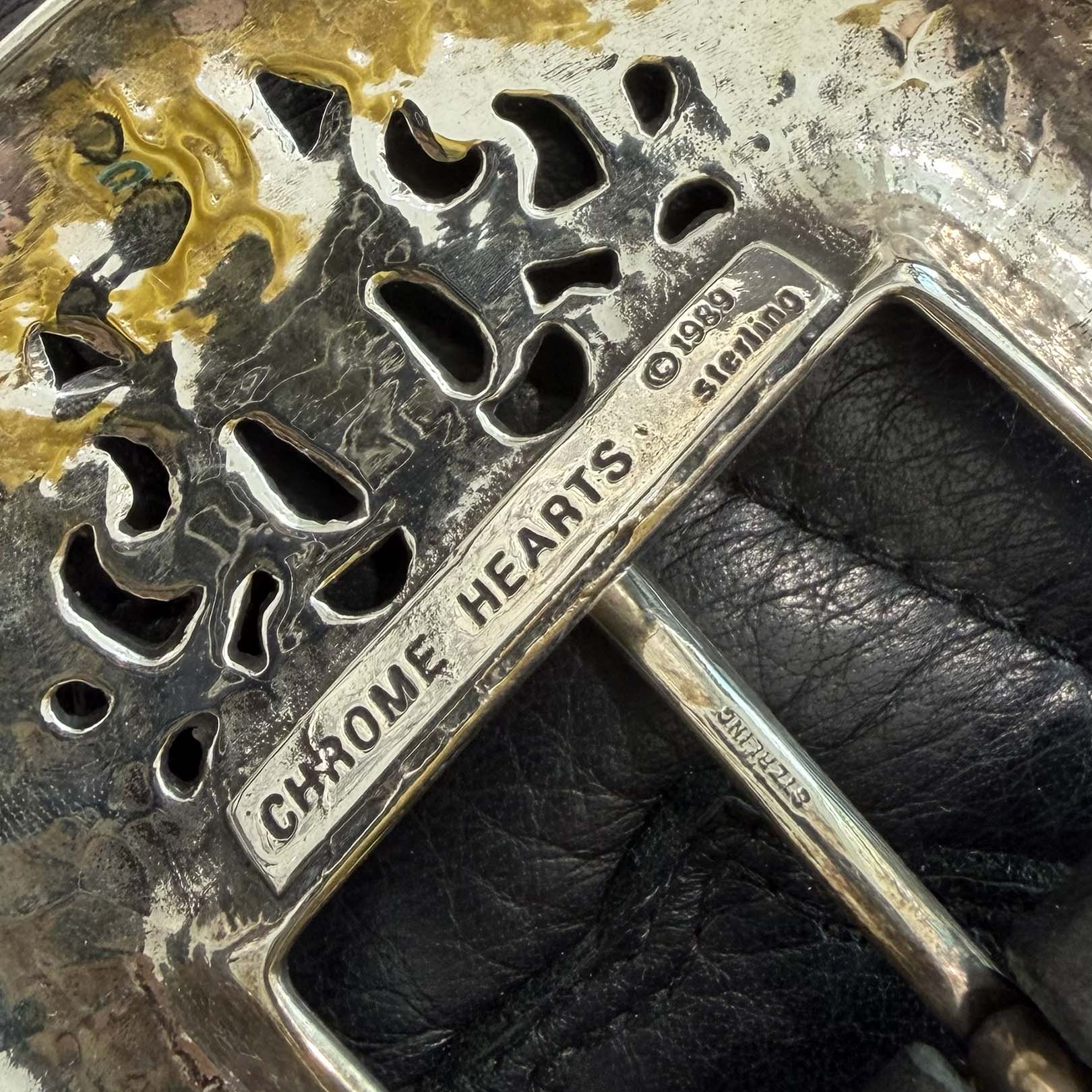 CHROME HEARTS 3PC Classic Leather Belt Size 34 Inch クロムハーツ