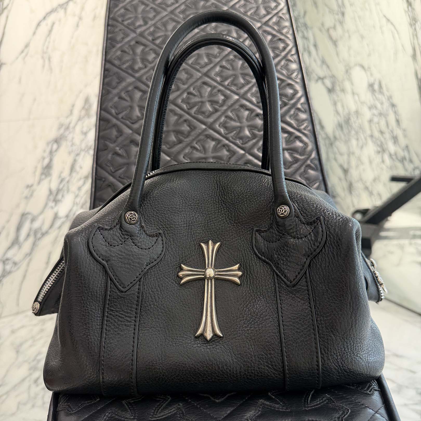 CHROME HEARTS Large Cross MONICA Leather Hand Bag クロムハーツ