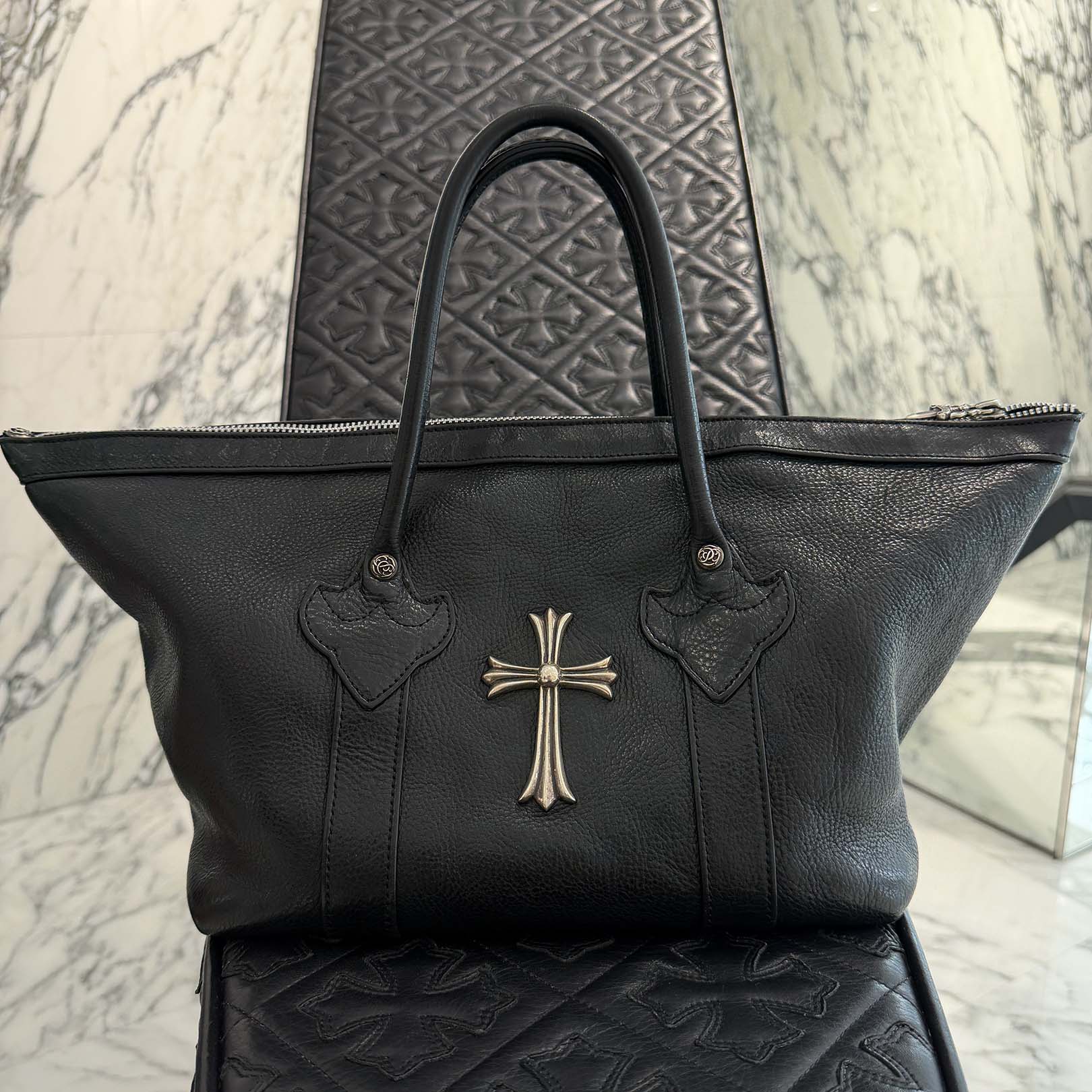 CHROME HEARTS Large Cross MONICA Leather Hand Bag クロムハーツ ラージクロス モニカ レザーハンドバッグ