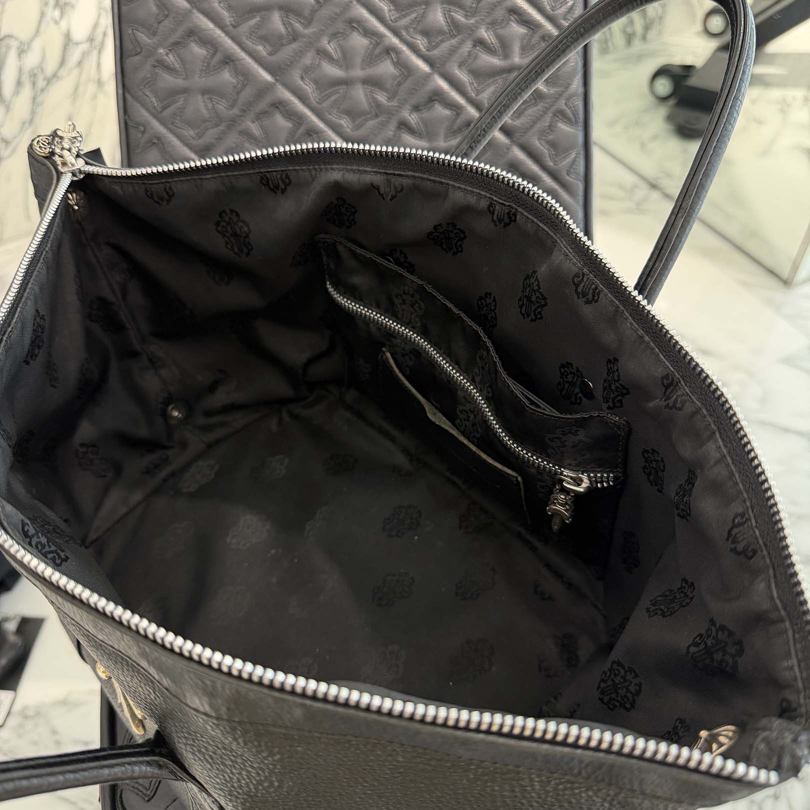 CHROME HEARTS Large Cross MONICA Leather Hand Bag クロムハーツ ラージクロス モニカ レザーハンドバッグ