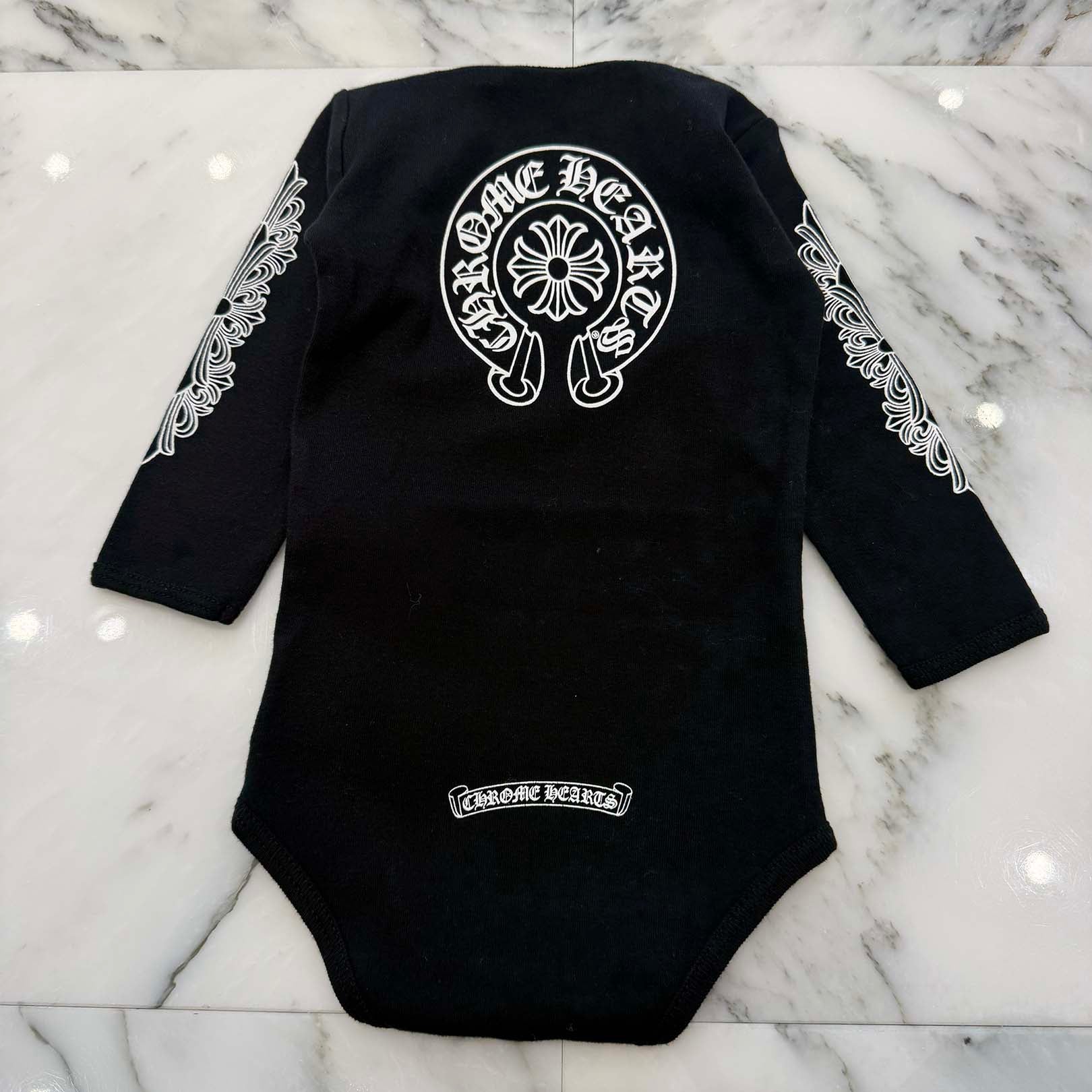 CHROME HEARTS Floral Cross Back Horseshoe Long Sleeve Rompers Size 12months クロムハーツ フローラルクロス バックホースシュー 長袖ロンパース サイズ12months