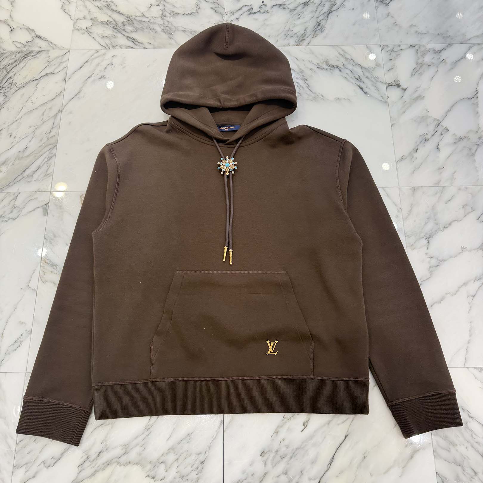 LOUIS VUITTON 2024AW Embellished Cotton Pullover Hoodie Size L ルイヴィトン エンベリッシュドコットンプルオーバーフーディ サイズL