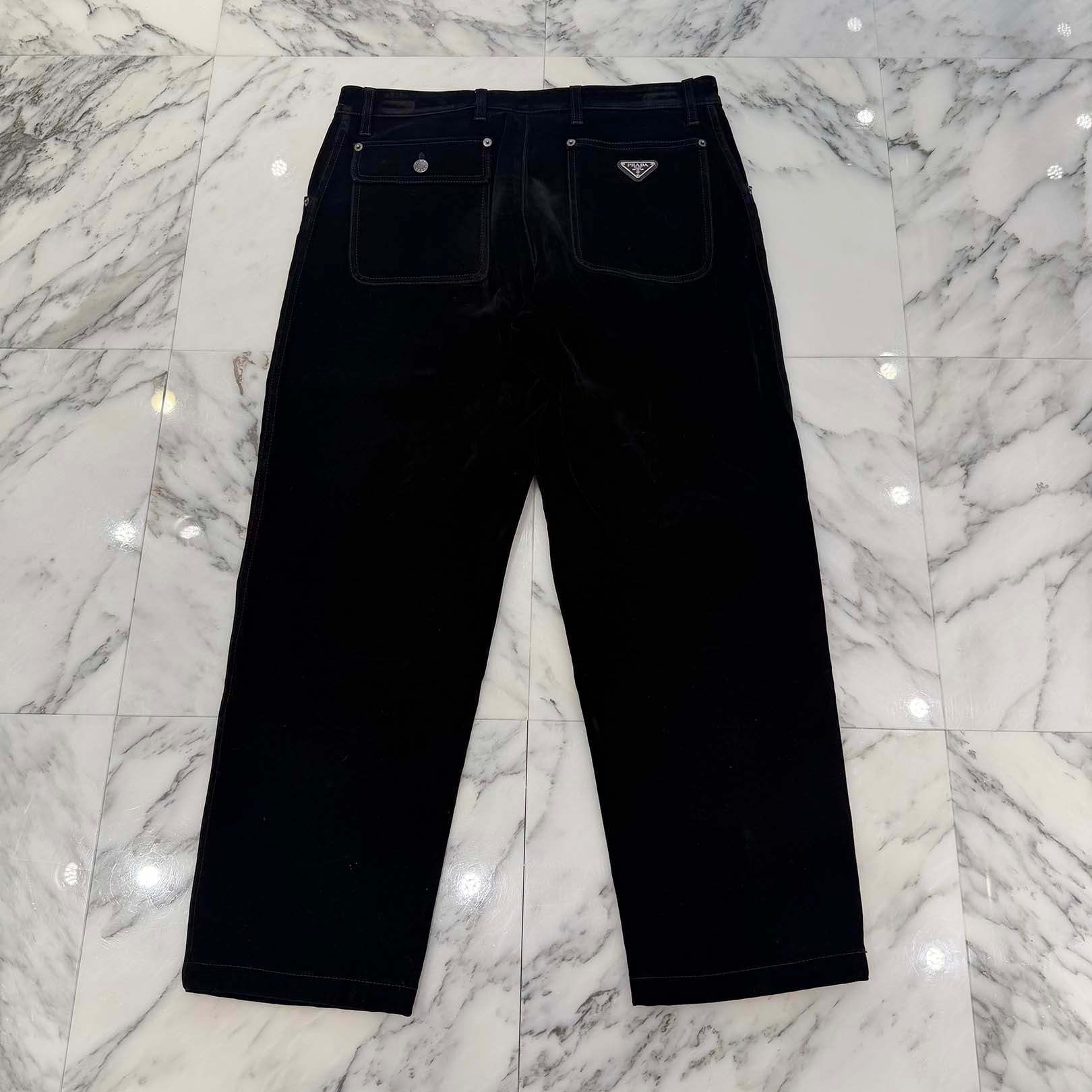 PRADA 2023AW Triangle Logo Velvet Velour Straight Pants GEP403 S000 12H0 Size M プラダ トライアングルロゴベルベットベロアストレートパンツ サイズM