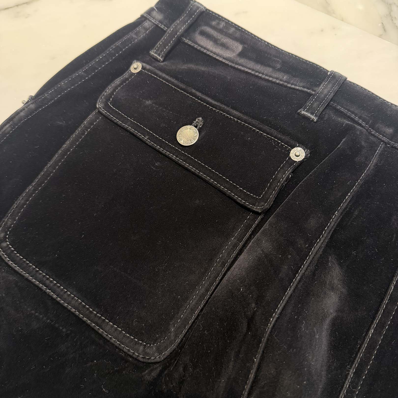 PRADA 2023AW Triangle Logo Velvet Velour Straight Pants GEP403 S000 12H0 Size M プラダ トライアングルロゴベルベットベロアストレートパンツ サイズM