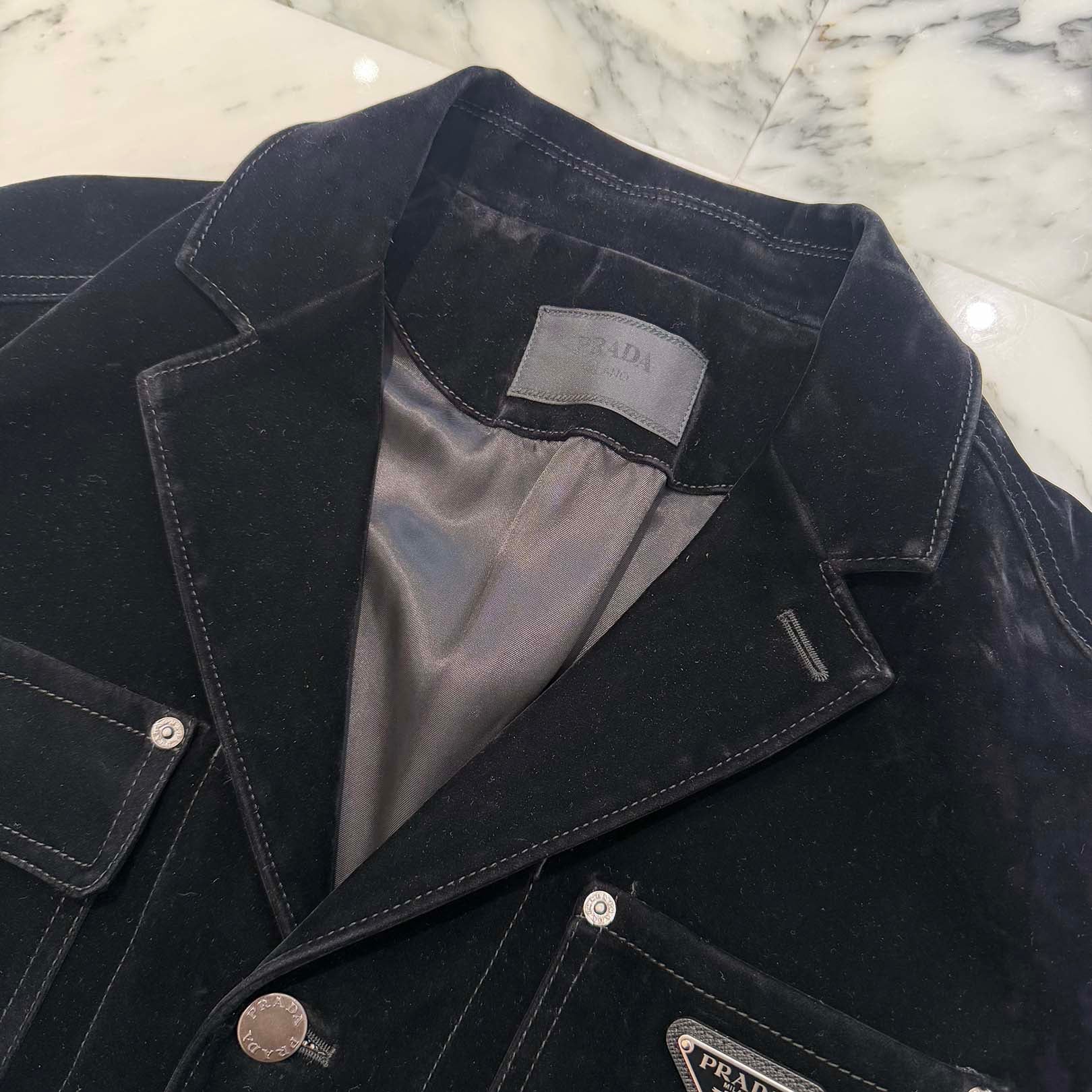 PRADA 2024SS Cotton Velvet Blouson Jacket GEB276 S000 12HO Size 50 プラダ コットンベルベット ブルゾンジャケット サイズ50