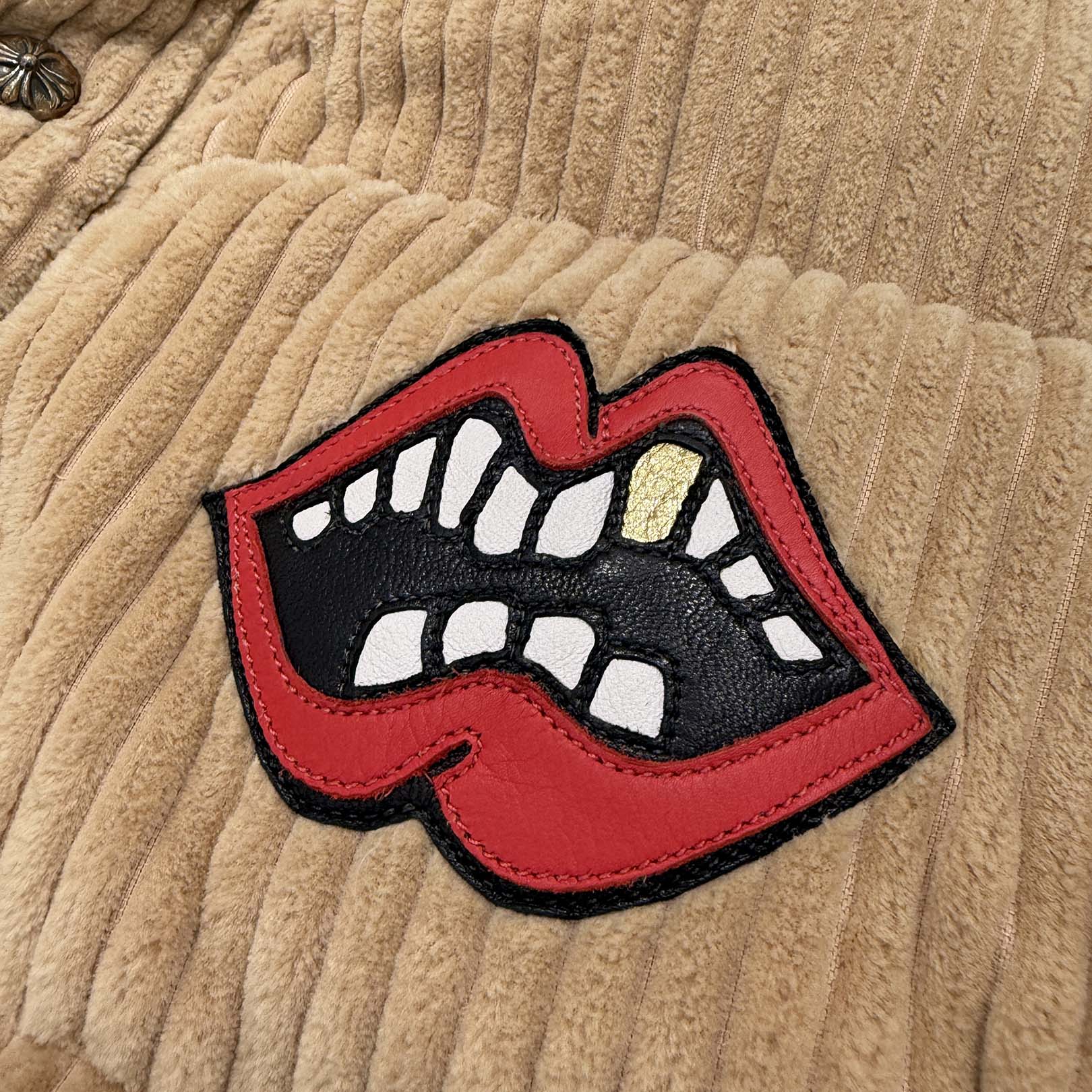 CHROME HEART × MATTY BOY Chomper Leather Patch Corduroy Puffer Jacket Size M クロムハーツ × マッティボーイ チョンパーレザーパッチ コーデュロイ パファージャケット サイズM