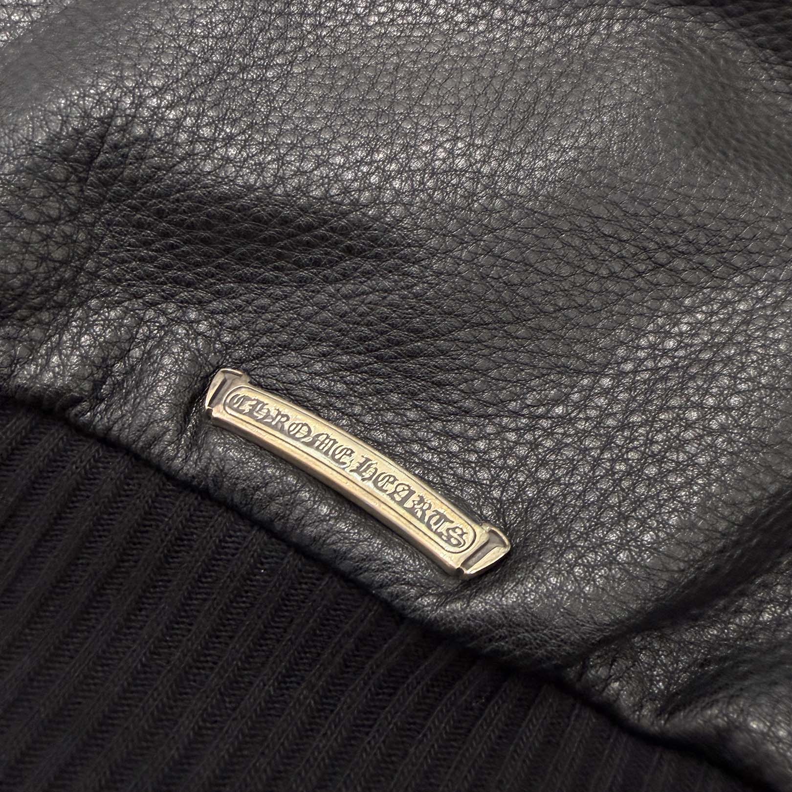 CHROME HEARTS Arm Logo Patch Leather Zip Up Hoodie Size XS クロムハーツ アームロゴパッチ レザー ジップ アップ フーディー サイズXS